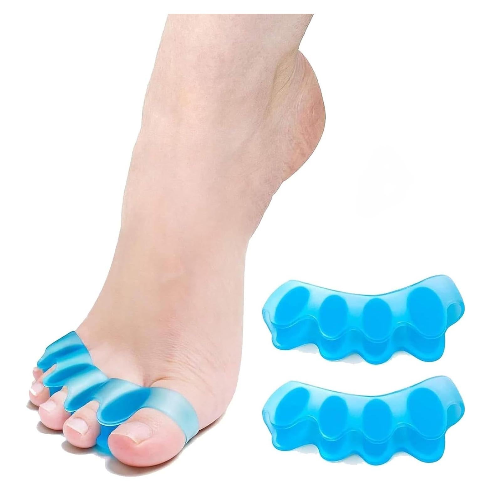 Separador de Dedos de Silicona WERNOKLE - Alivio Juanetes y Dedo en Martillo - 1 Par Ajustable Azul