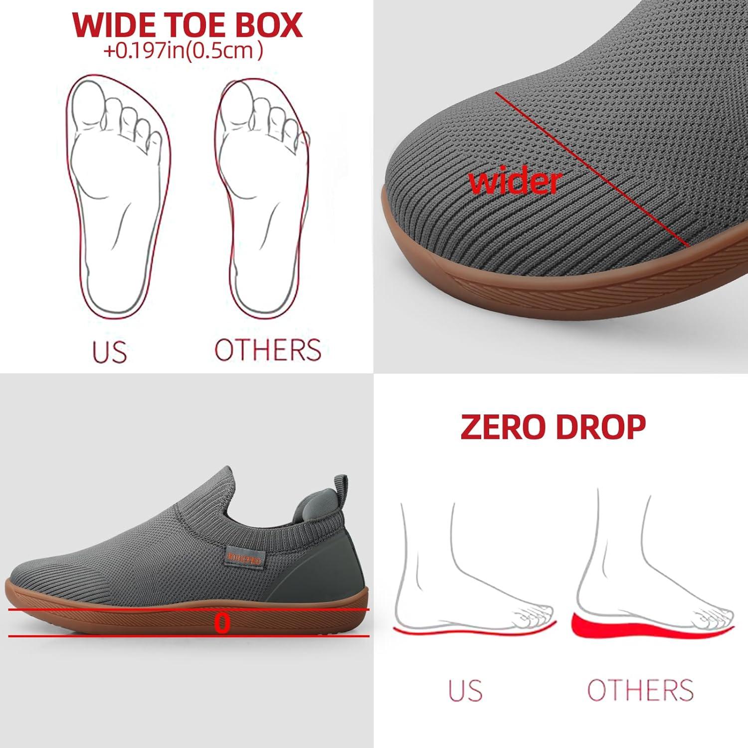 Zapatos Minimalistas Hombre BUHCFBO Punta Ancha Caída Cero