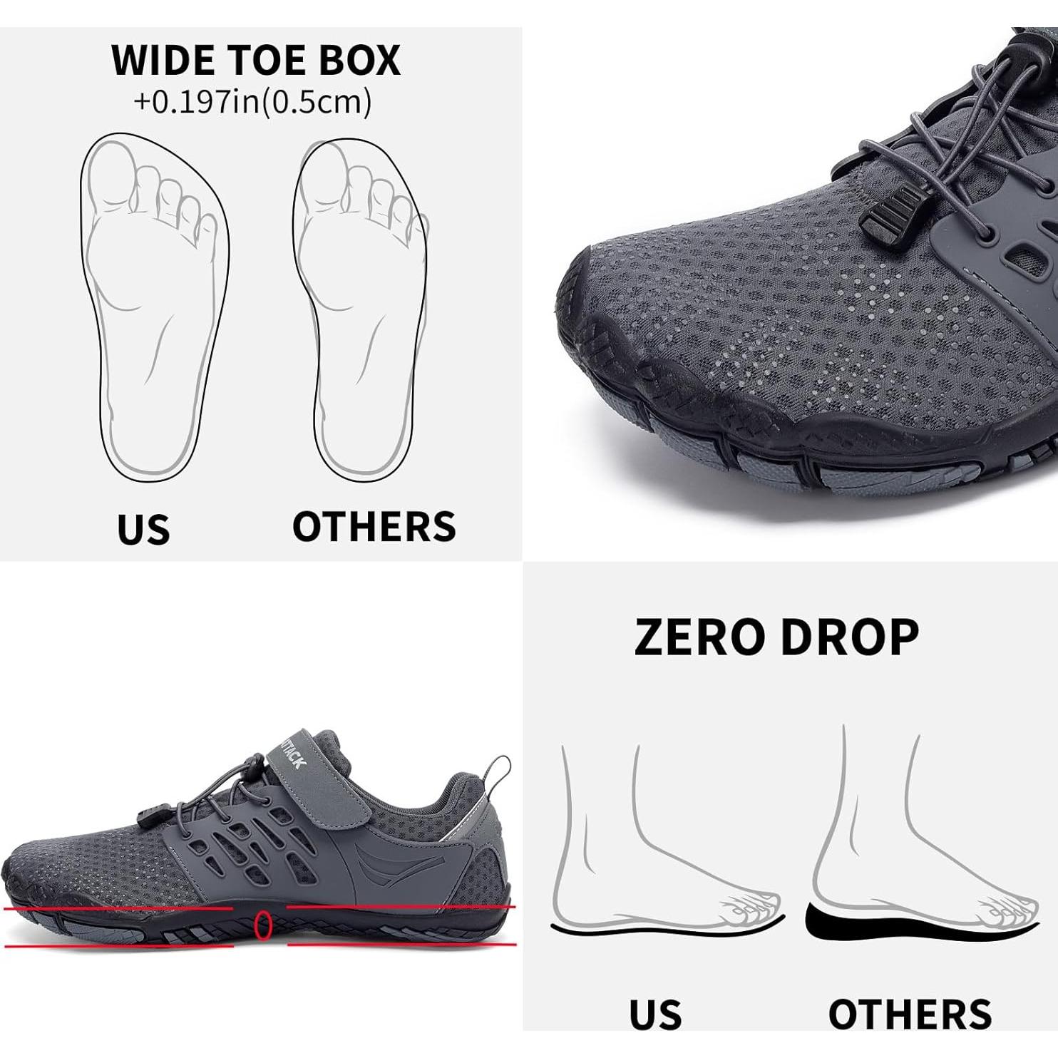 Zapatos Barefoot Hombre Grand Attack Zt608-2 Gris Oscuro 11 Ancho