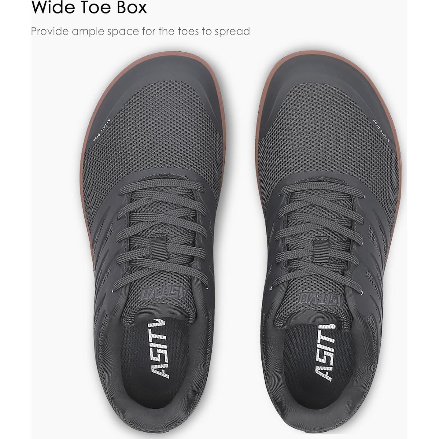 Zapatos Minimalistas ASITVO para Hombre, Suela Plana Ancha, Gris