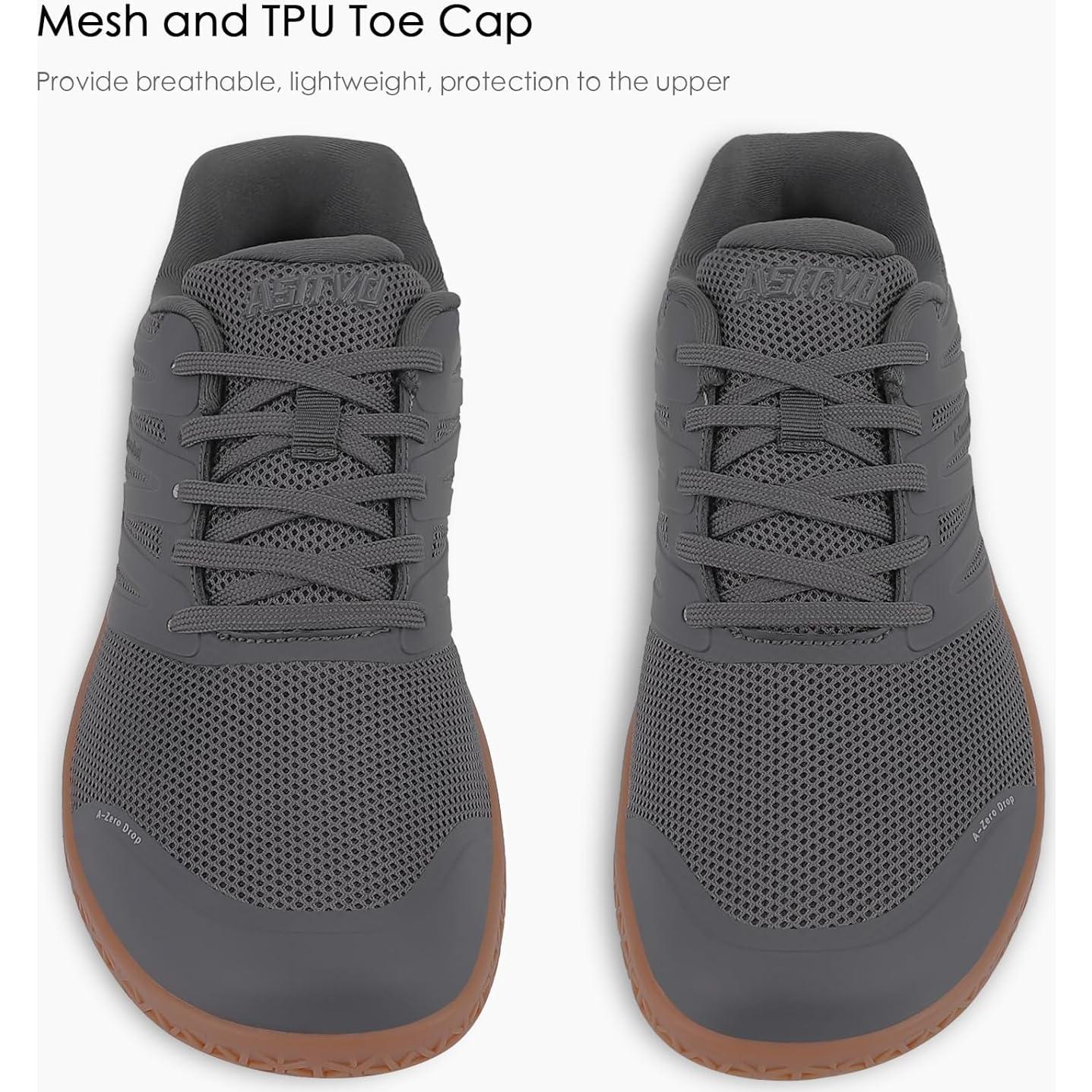 Zapatos Minimalistas ASITVO para Hombre, Suela Plana Ancha, Gris