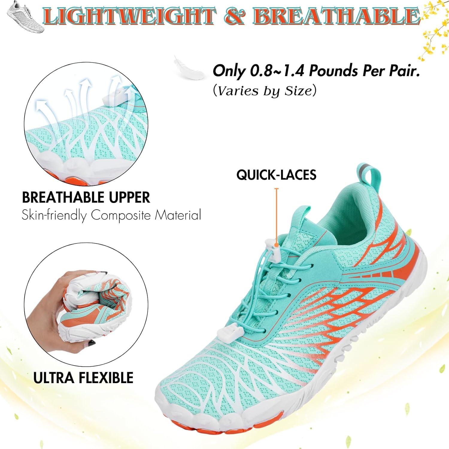 Zapatos Barefoot HiGropcore Minimalistas Unisex 8M/7H Azul Cian/Naranja