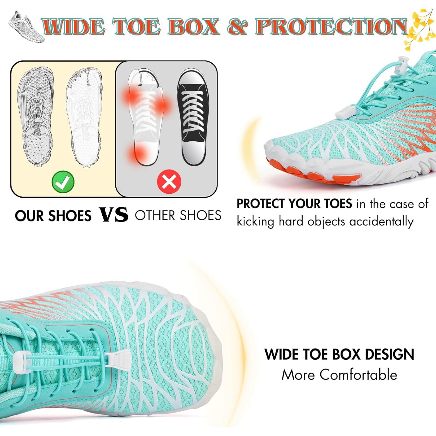 Zapatos Barefoot HiGropcore Minimalistas Unisex 8M/7H Azul Cian/Naranja