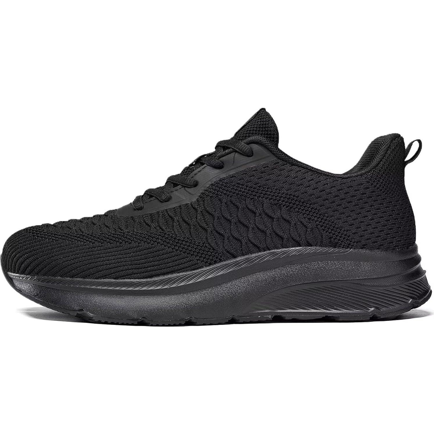 Zapatos de Caminar para Hombres - Tenis Antideslizantes Negro 8 Ancho