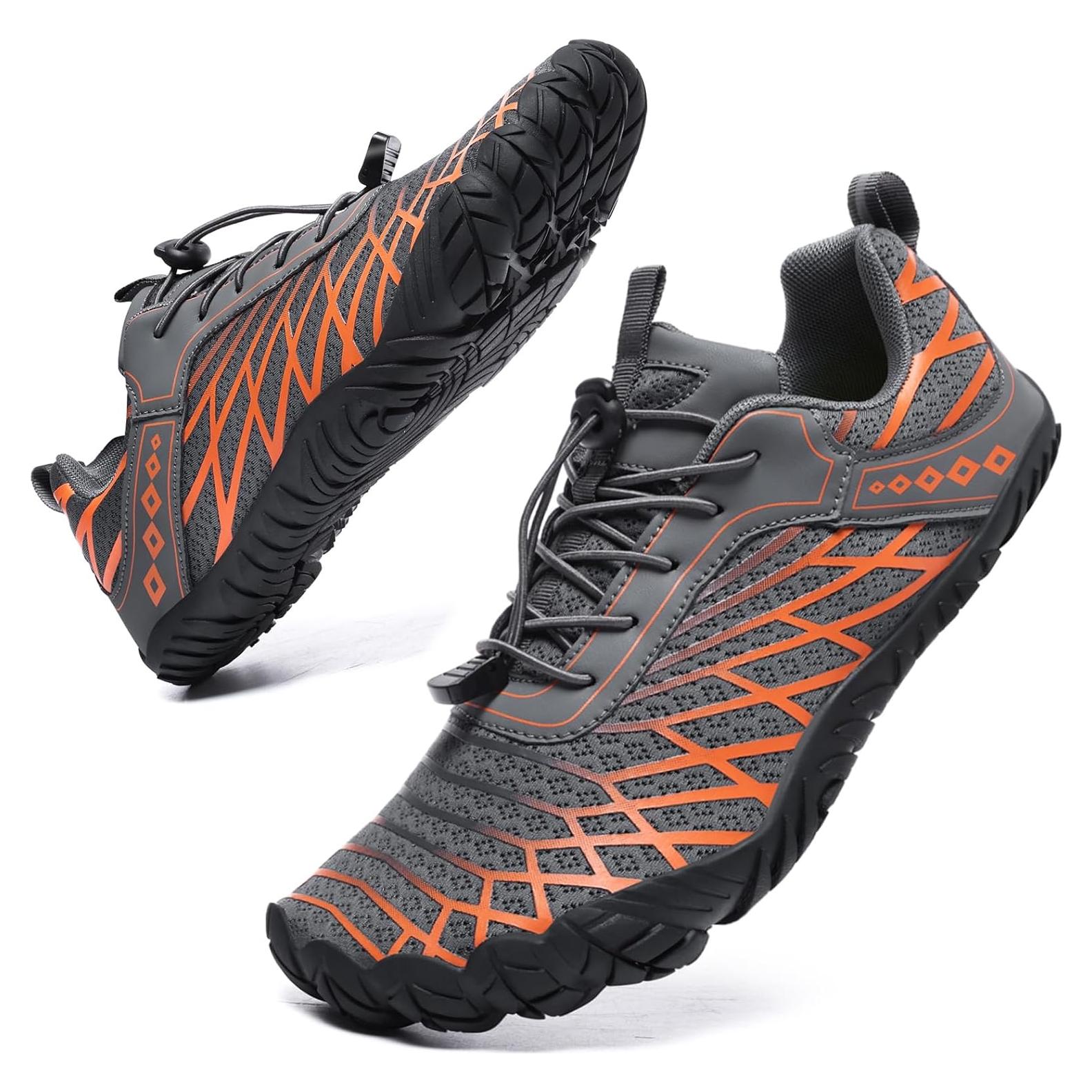 Zapatos Barefoot Unisex Minimalistas Gris Naranja 9.5/8.5