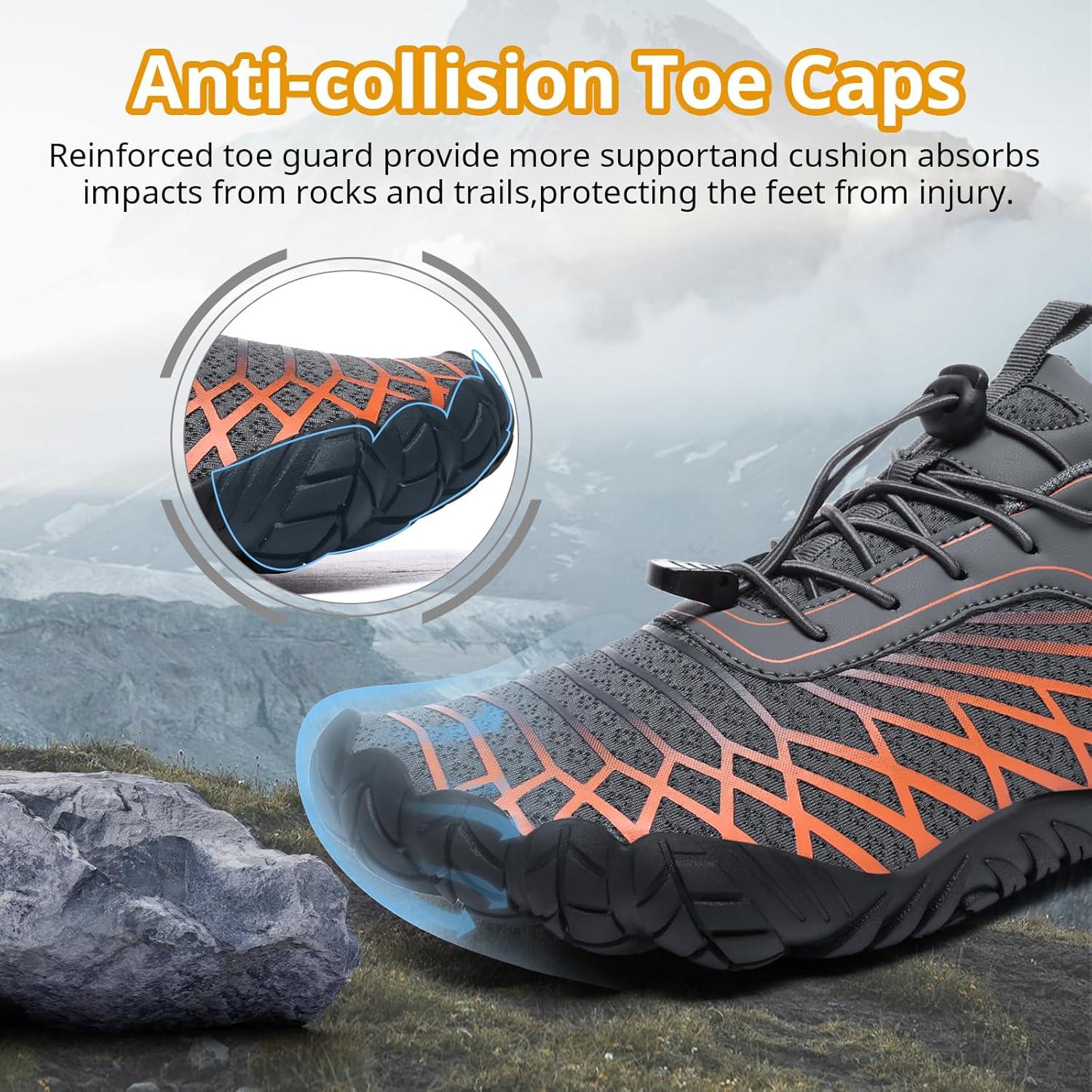 Zapatos Barefoot Unisex Minimalistas Gris Naranja 9.5/8.5