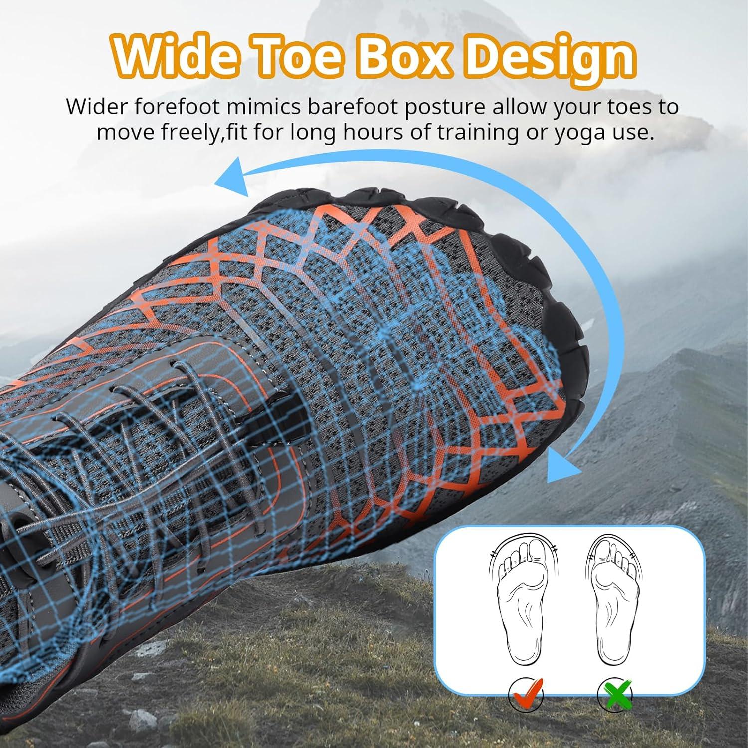 Zapatos Barefoot Unisex Minimalistas Gris Naranja 9.5/8.5