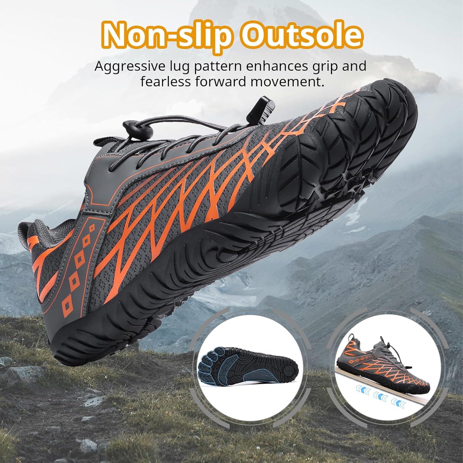 Zapatos Barefoot Unisex Minimalistas Gris Naranja 9.5/8.5