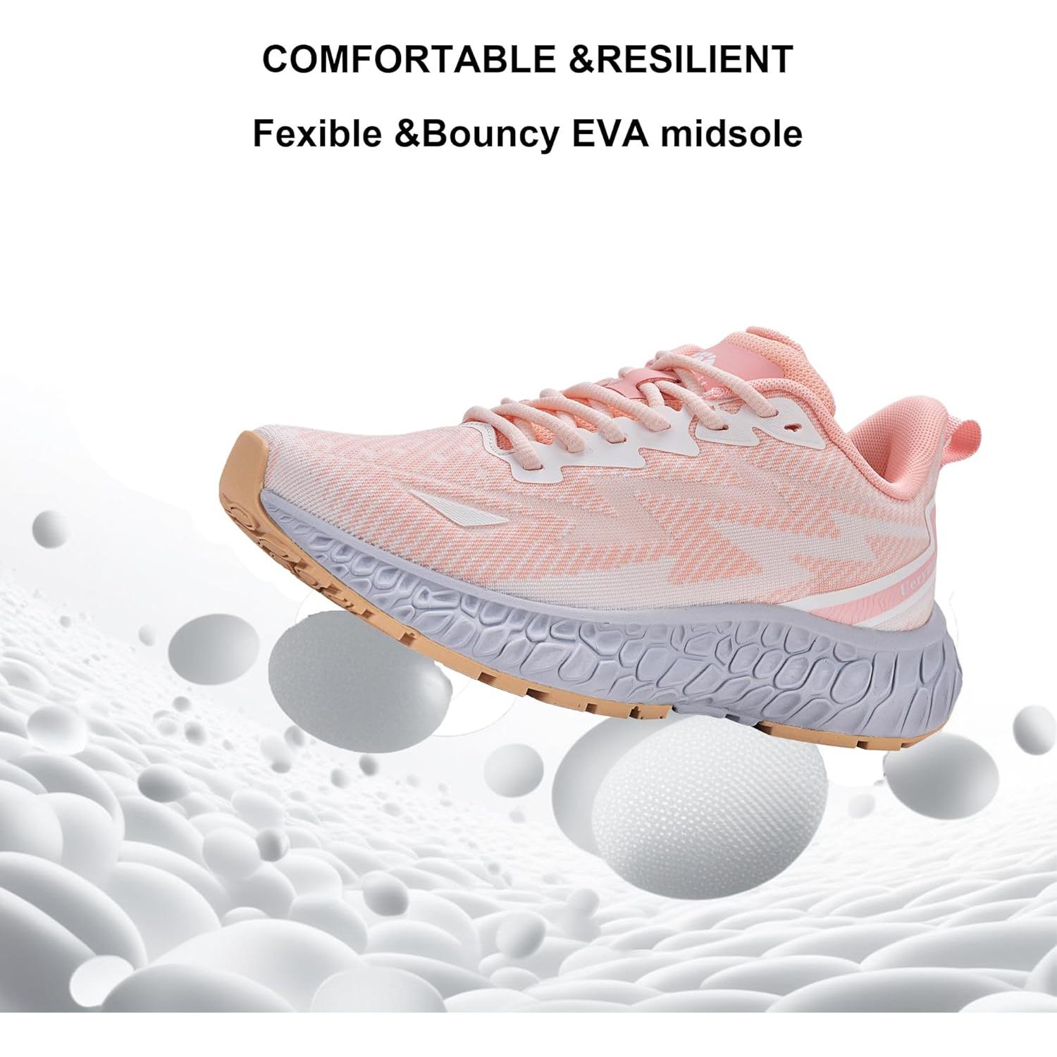 Zapatos de caminar Uerymit para mujeres 5 Rosa ligeros y cómodos