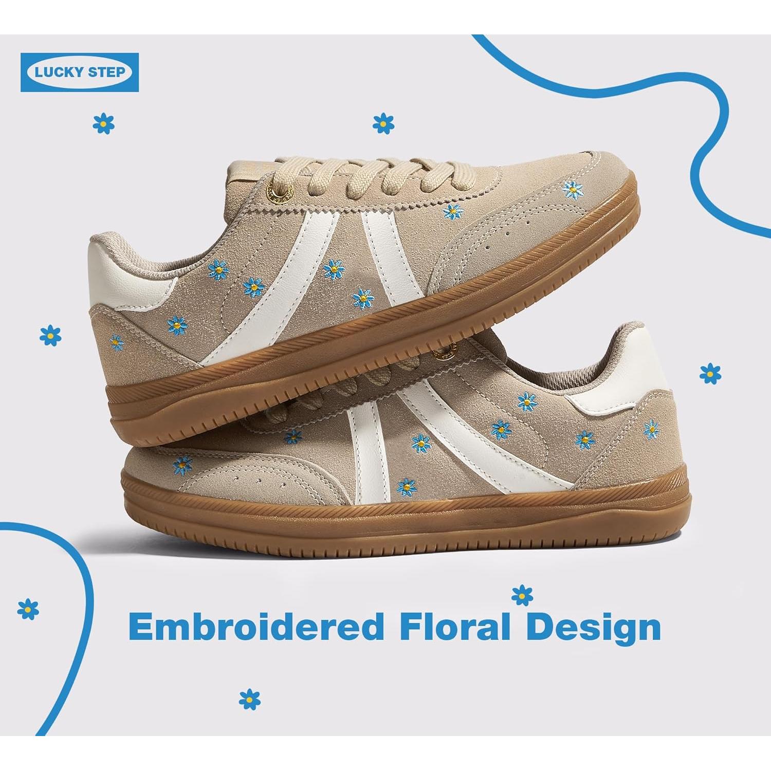 Zapatos de Tenis Retro para Mujer Lucky Step Beige 8