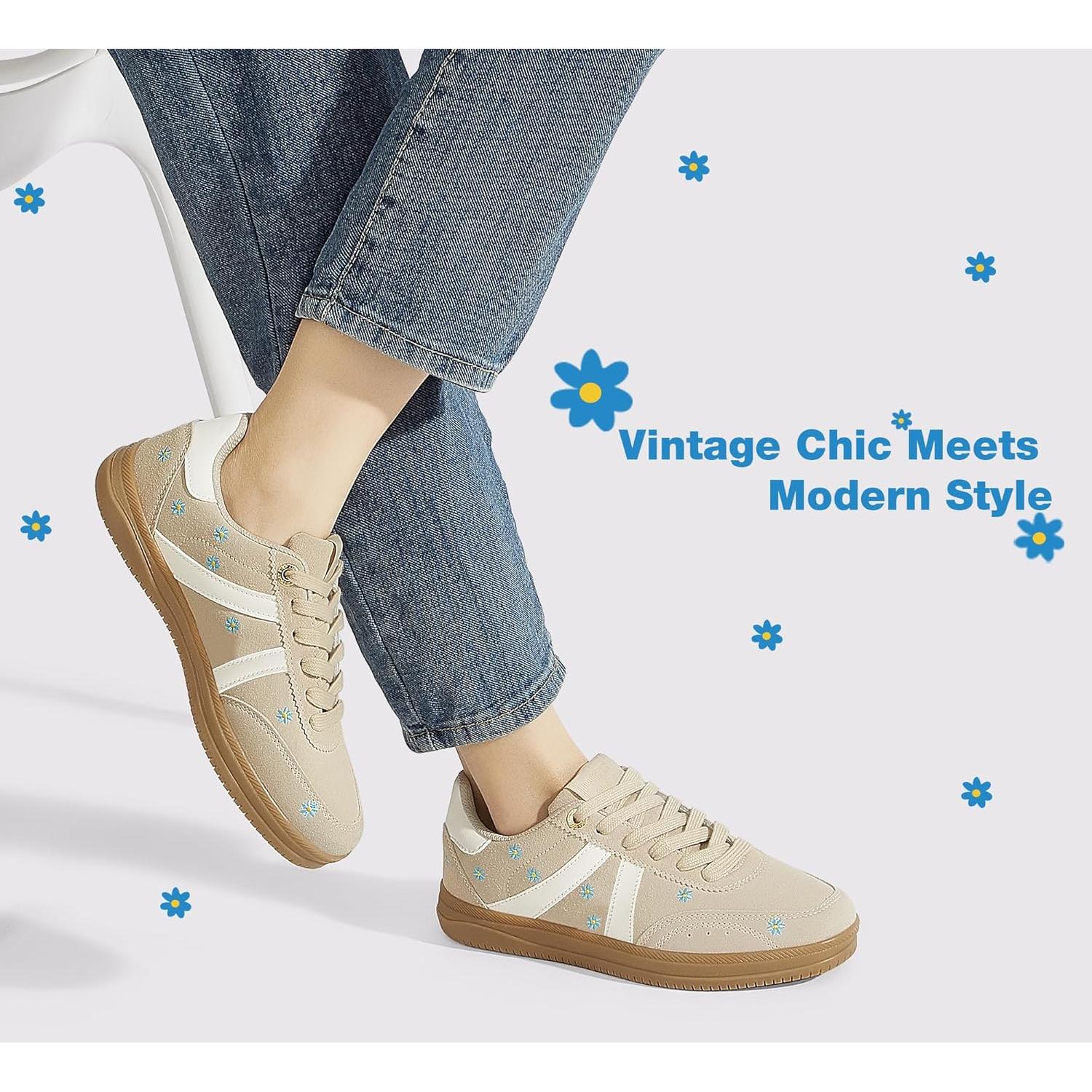 Zapatos de Tenis Retro para Mujer Lucky Step Beige 8