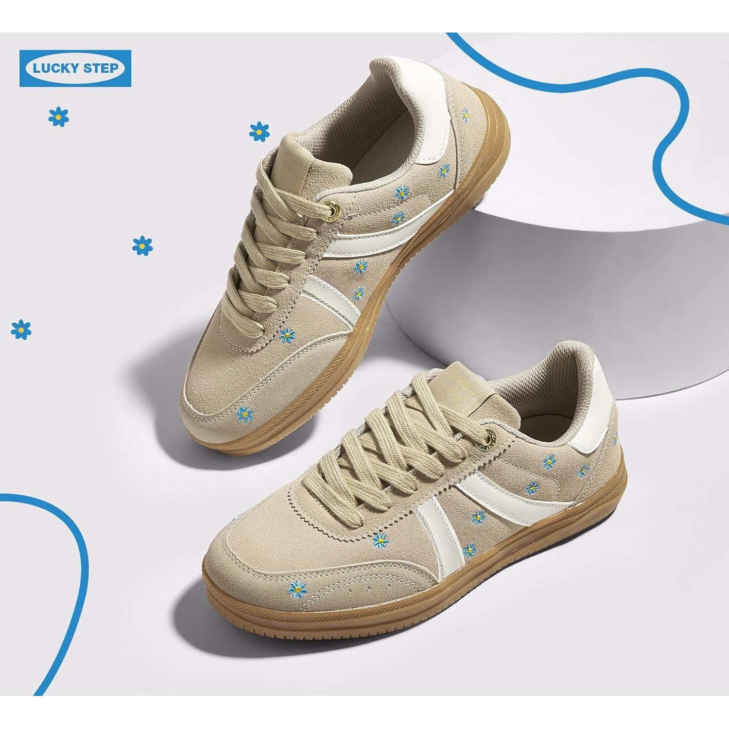 Zapatos de Tenis Retro para Mujer Lucky Step Beige 8