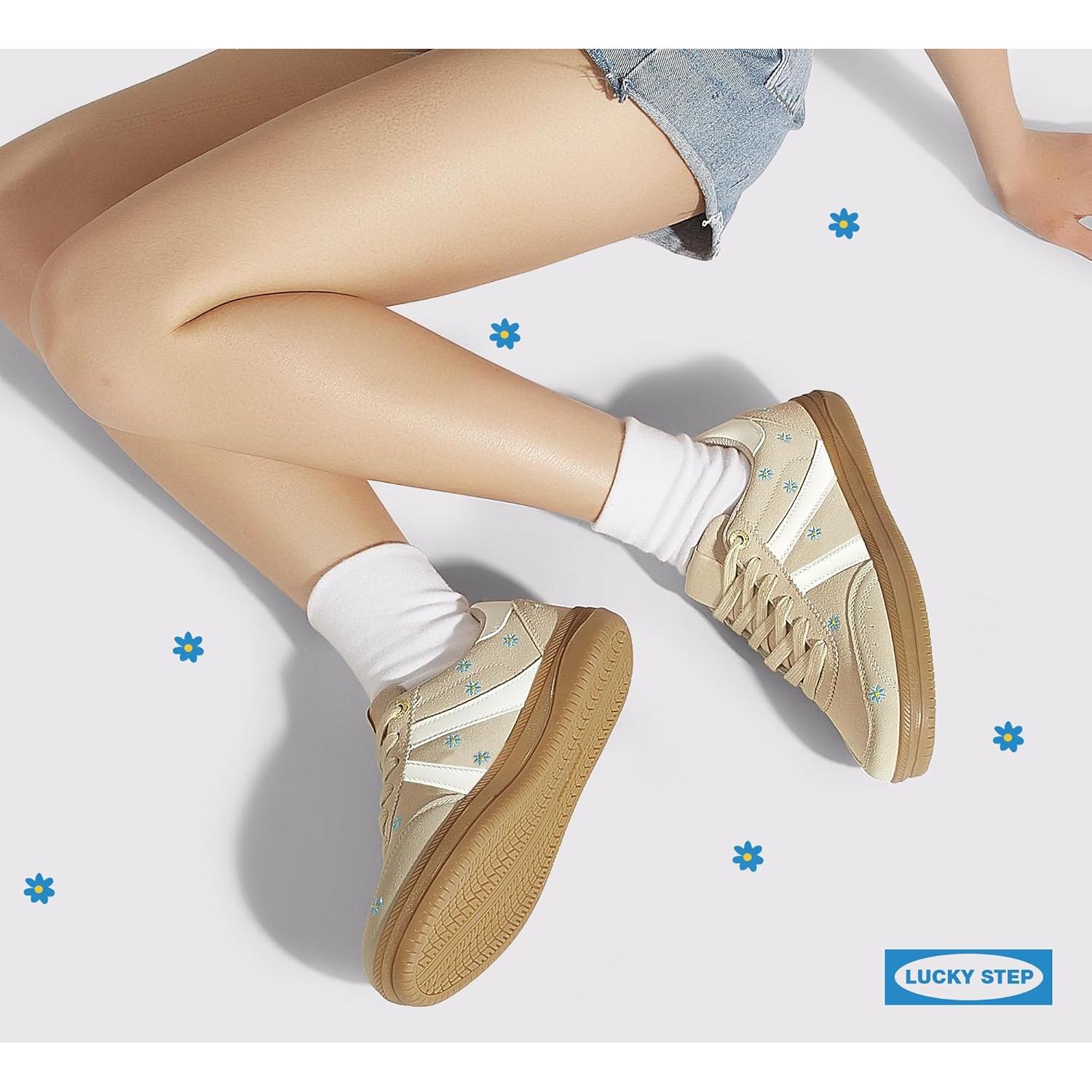 Zapatos de Tenis Retro para Mujer Lucky Step Beige 8