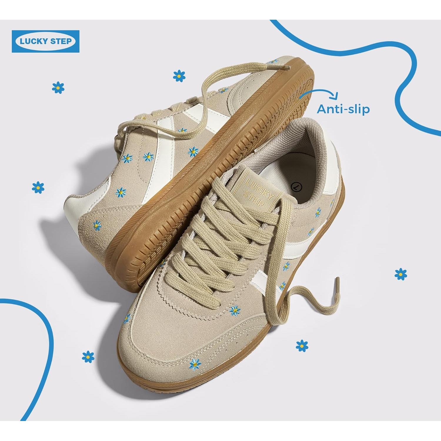 Zapatos de Tenis Retro para Mujer Lucky Step Beige 8