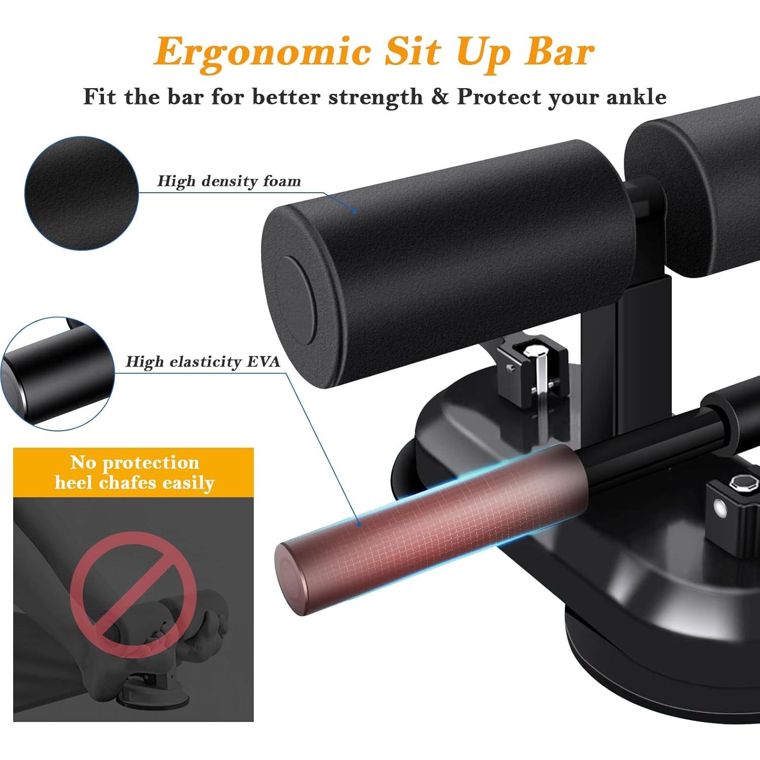 Barra de Abdominales TARFEPA con Ventosas y Soporte Ajustable