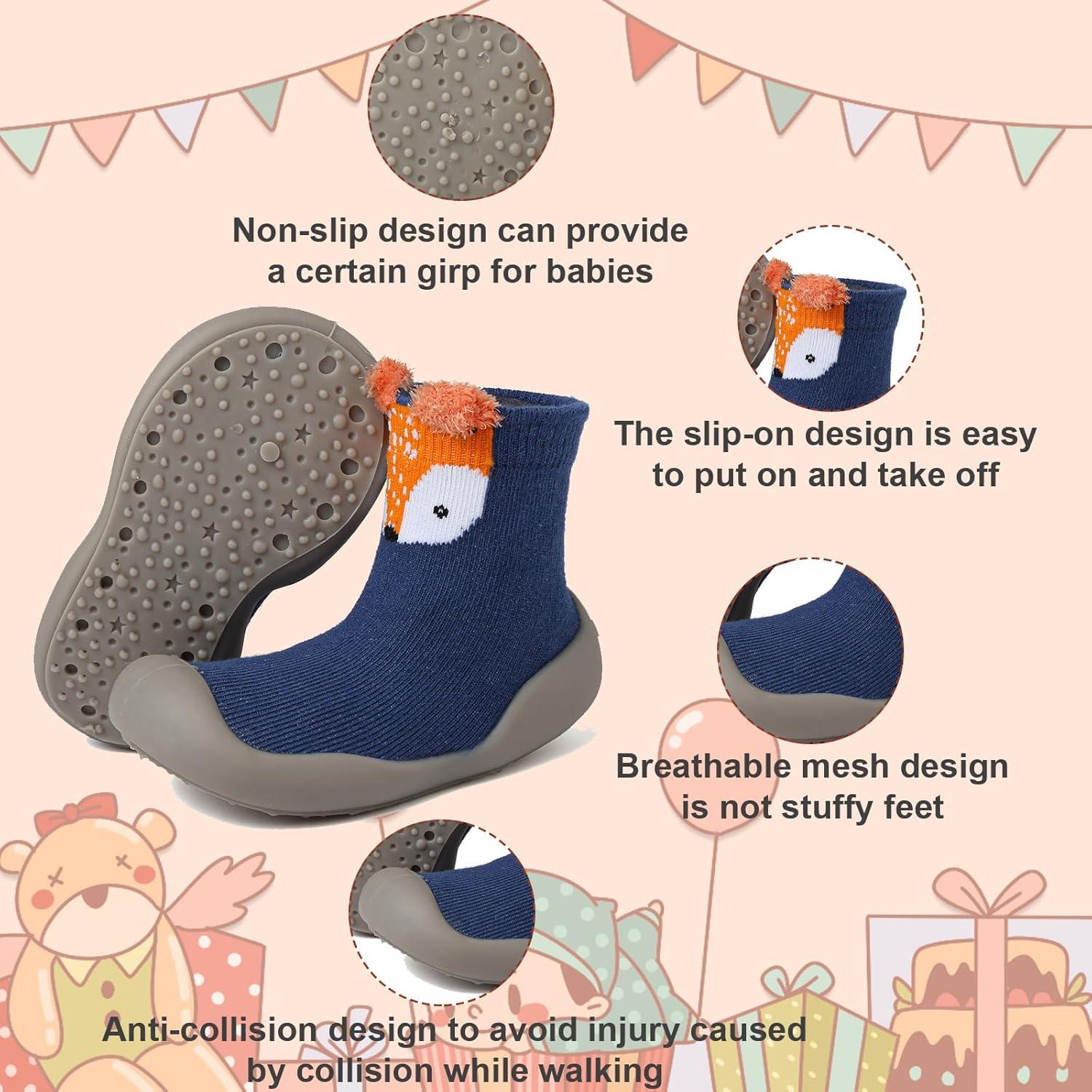 Zapatos de calcetín antideslizantes para bebés Zorro Azul 2-2.5 años