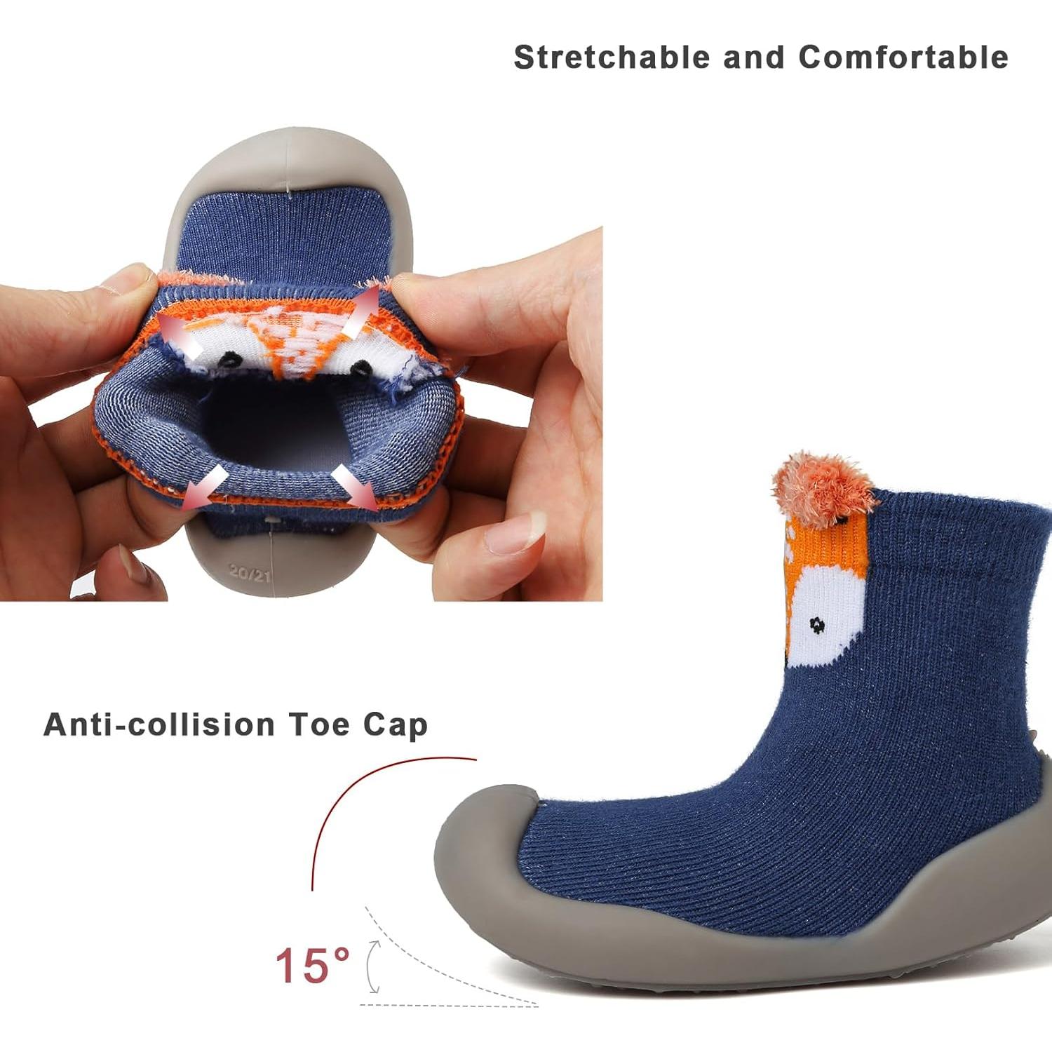 Zapatos de calcetín antideslizantes para bebés Zorro Azul 2-2.5 años