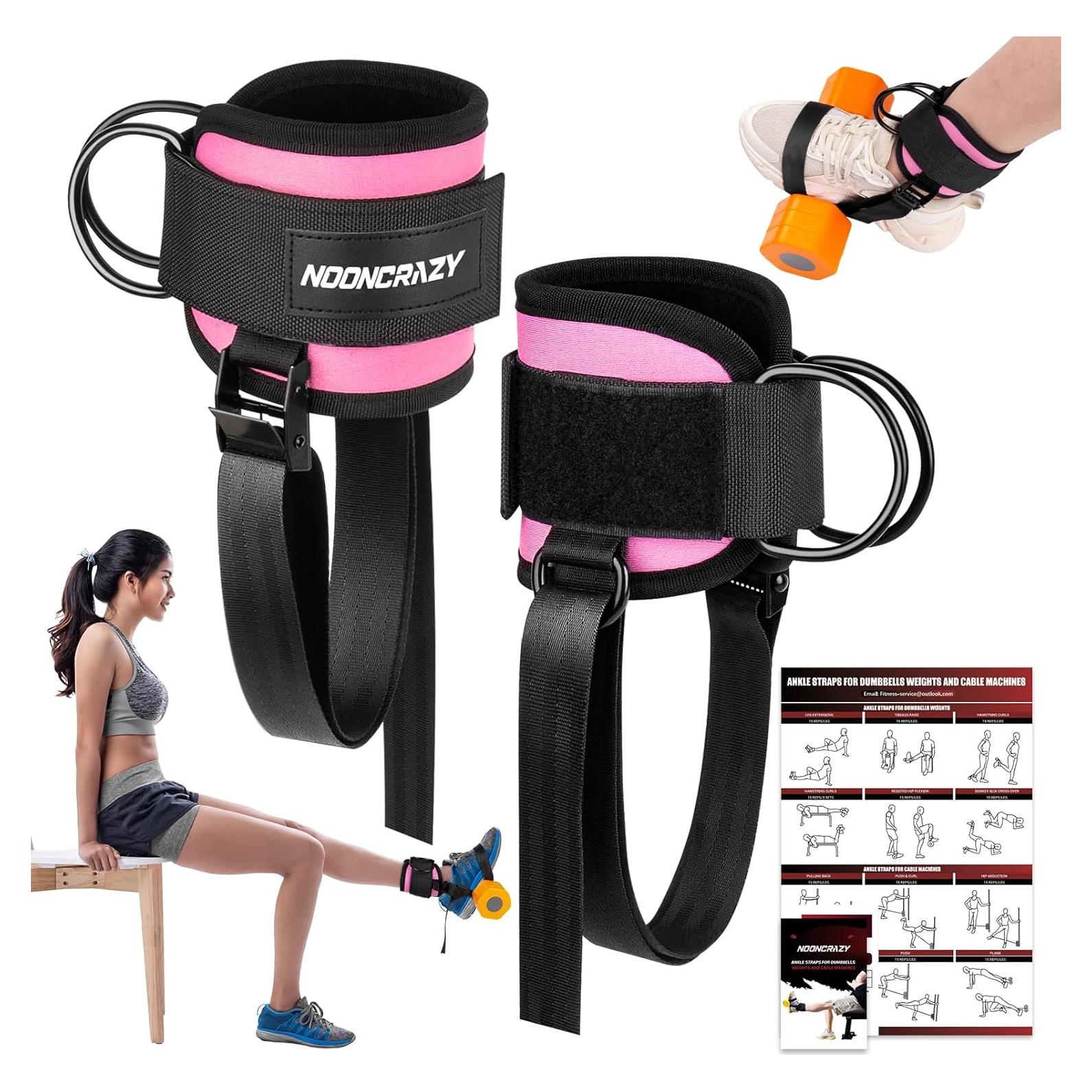Correas de Tobillo Nooncrazy para Mancuernas - Nylon Rosa 90 cm