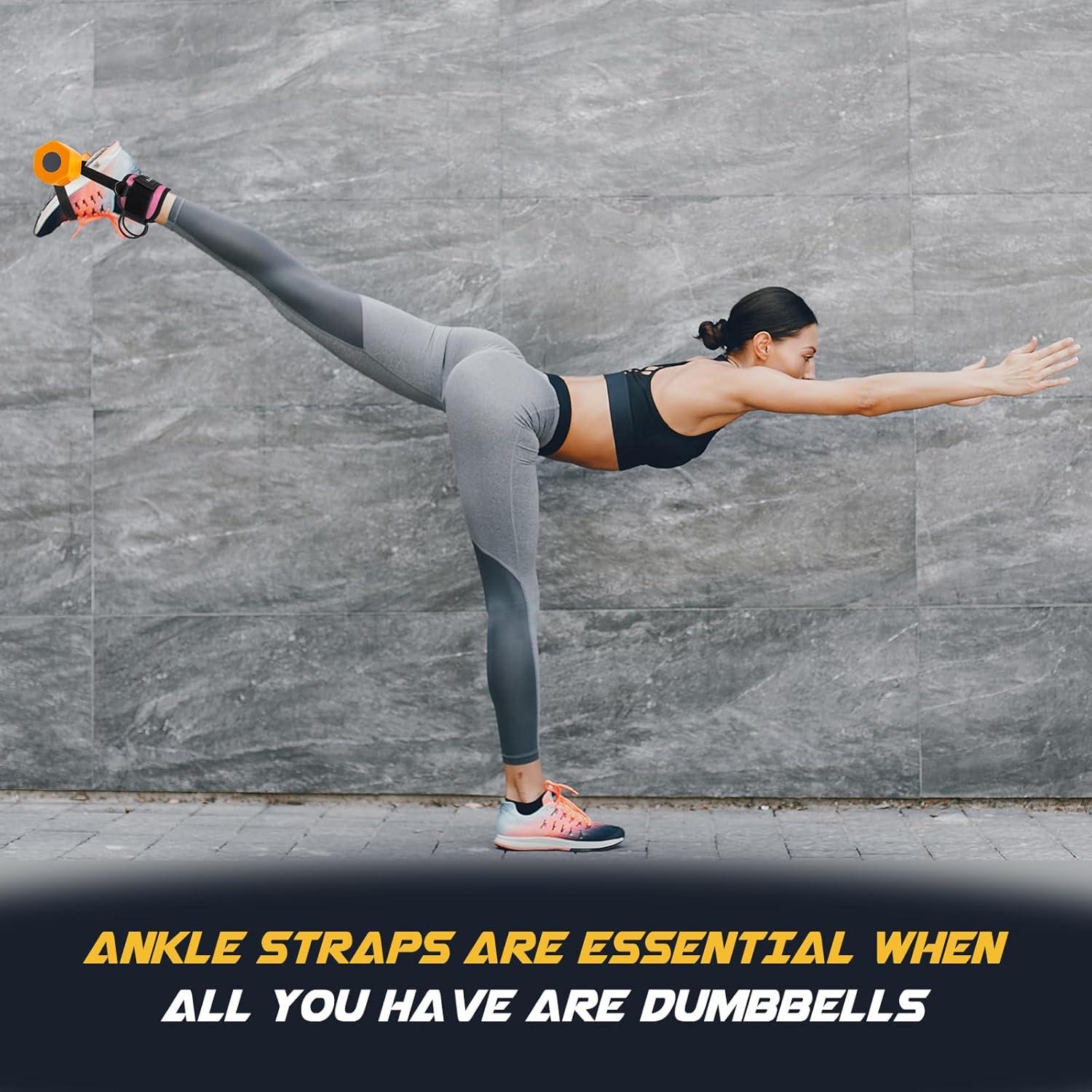 Correas de Tobillo Nooncrazy para Mancuernas - Nylon Rosa 90 cm