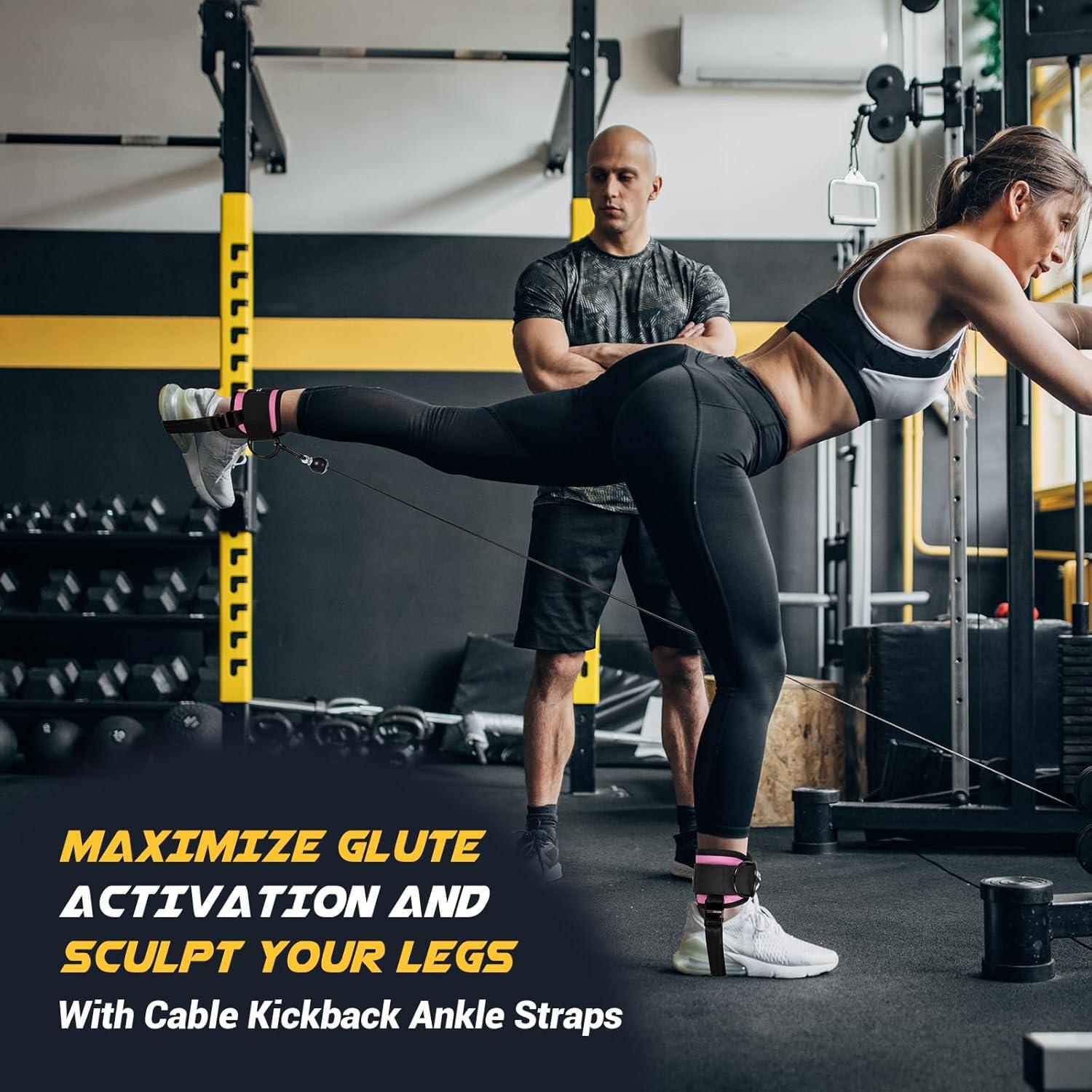 Correas de Tobillo Nooncrazy para Mancuernas - Nylon Rosa 90 cm