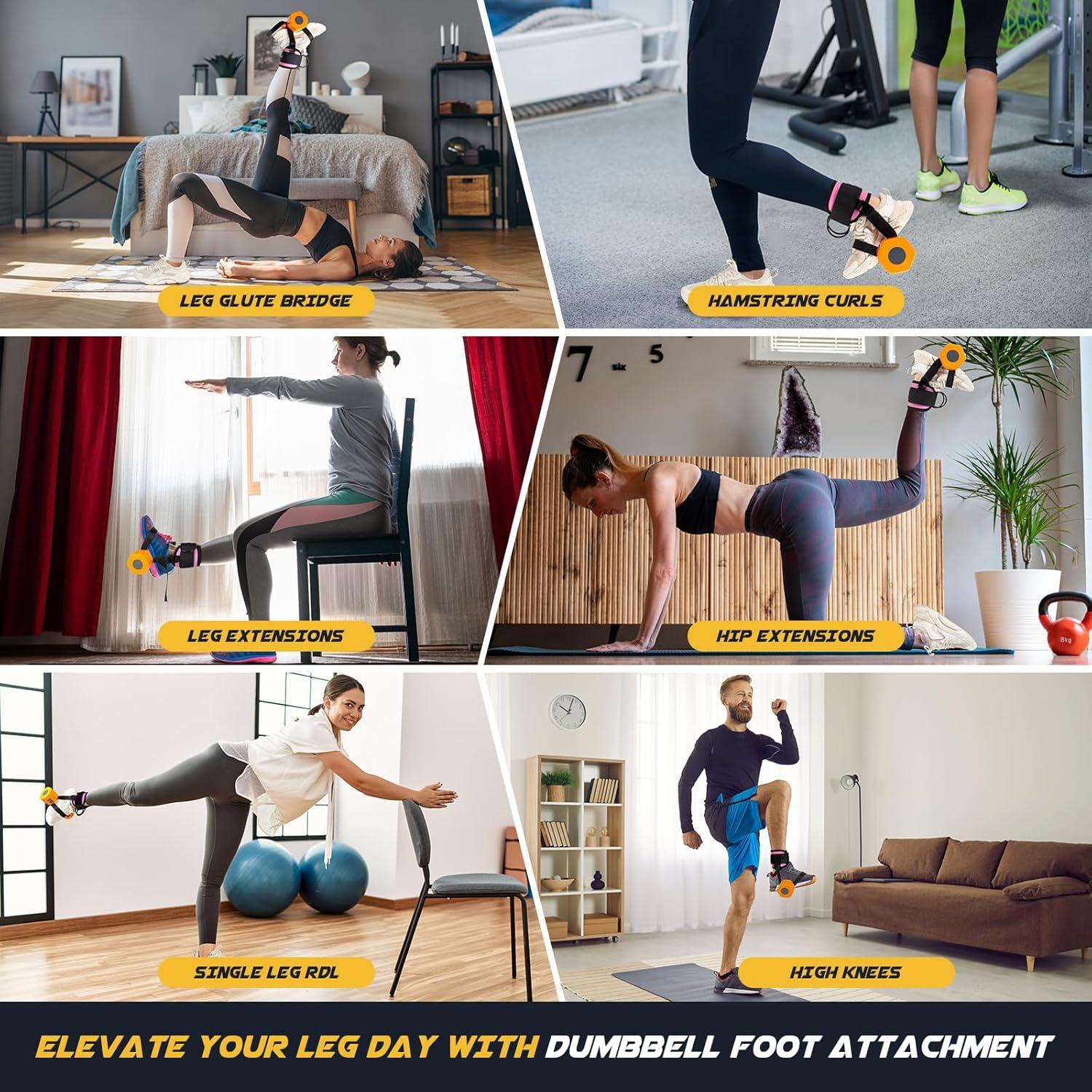 Correas de Tobillo Nooncrazy para Mancuernas - Nylon Rosa 90 cm