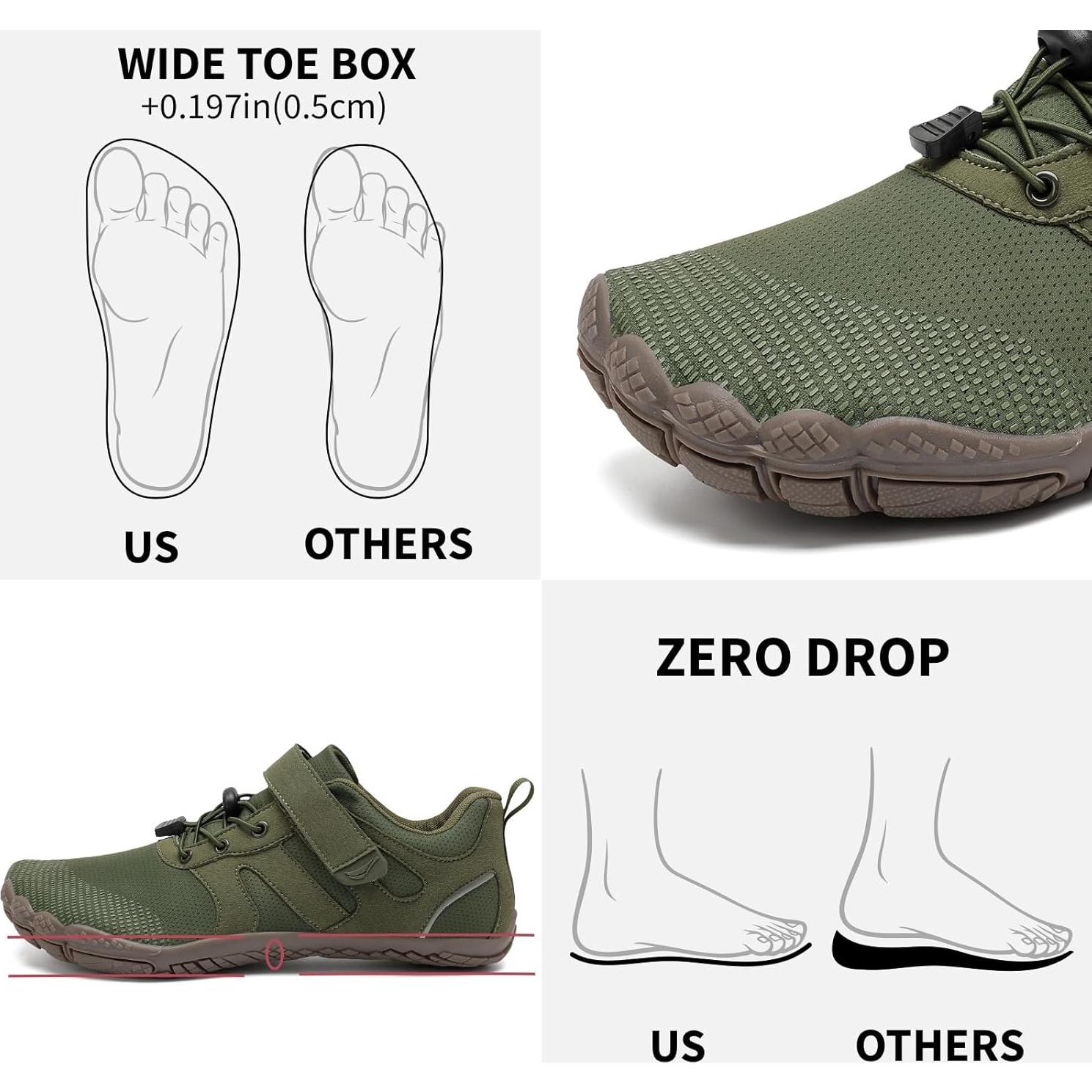 Zapatos Barefoot Grand Attack Hombre 9.5 Ancho Verde Ejercito