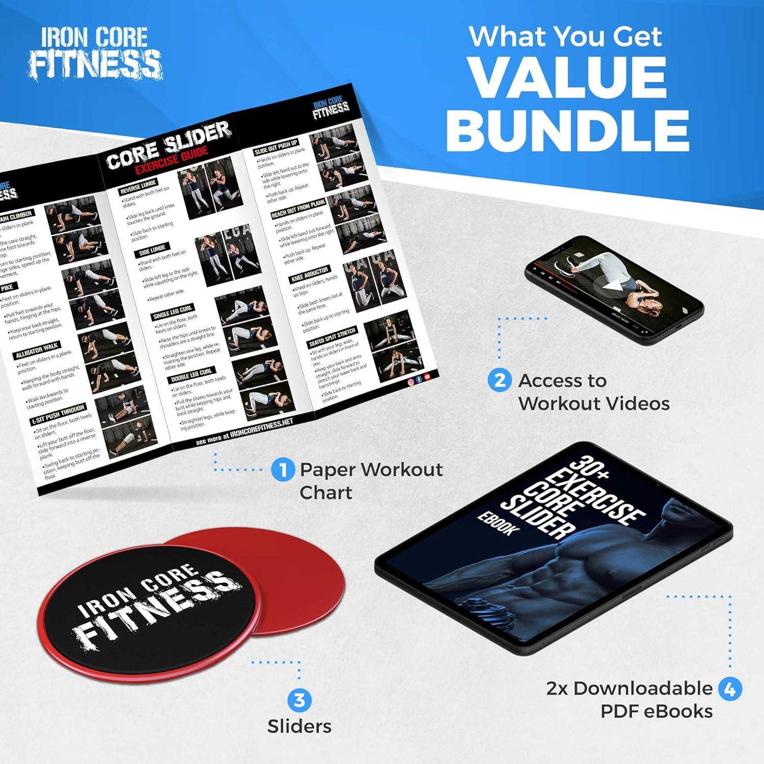 Deslizadores de Núcleo Iron Core Fitness 17.78 cm Rojo