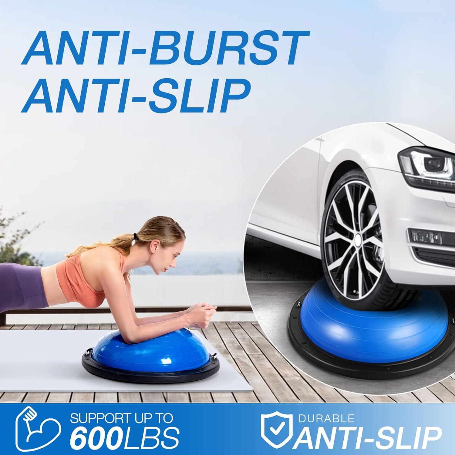 Media Pelota de Equilibrio Zeatly Rosa con Bandas de Resistencia