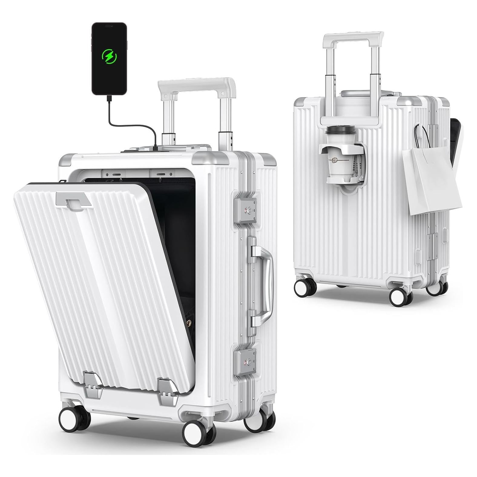 Maleta de Mano Expandible Ladplay 45L con Puerto USB - Blanca