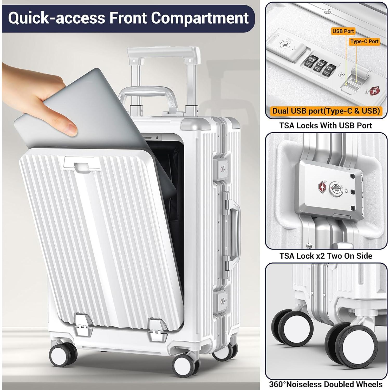 Maleta de Mano Expandible Ladplay 45L con Puerto USB - Blanca