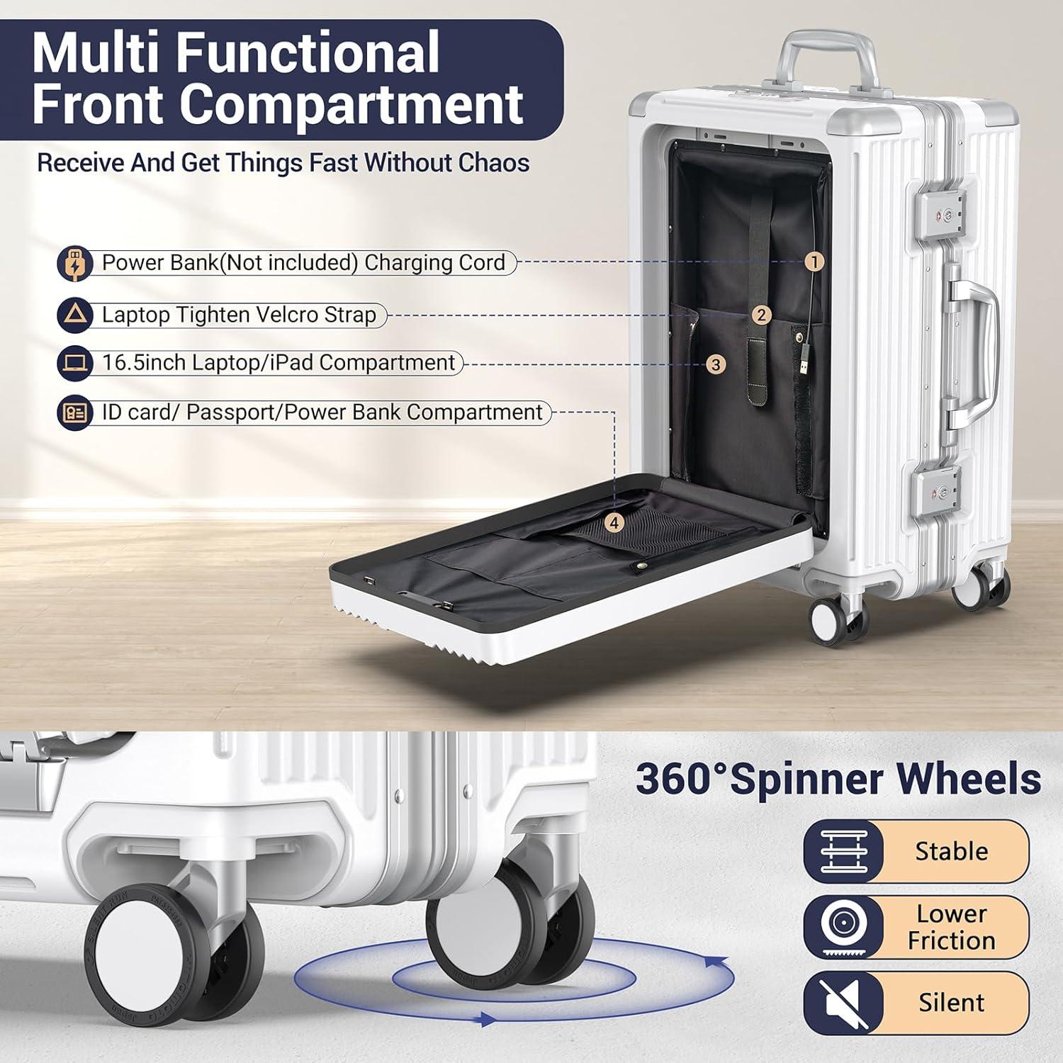 Maleta de Mano Expandible Ladplay 45L con Puerto USB - Blanca