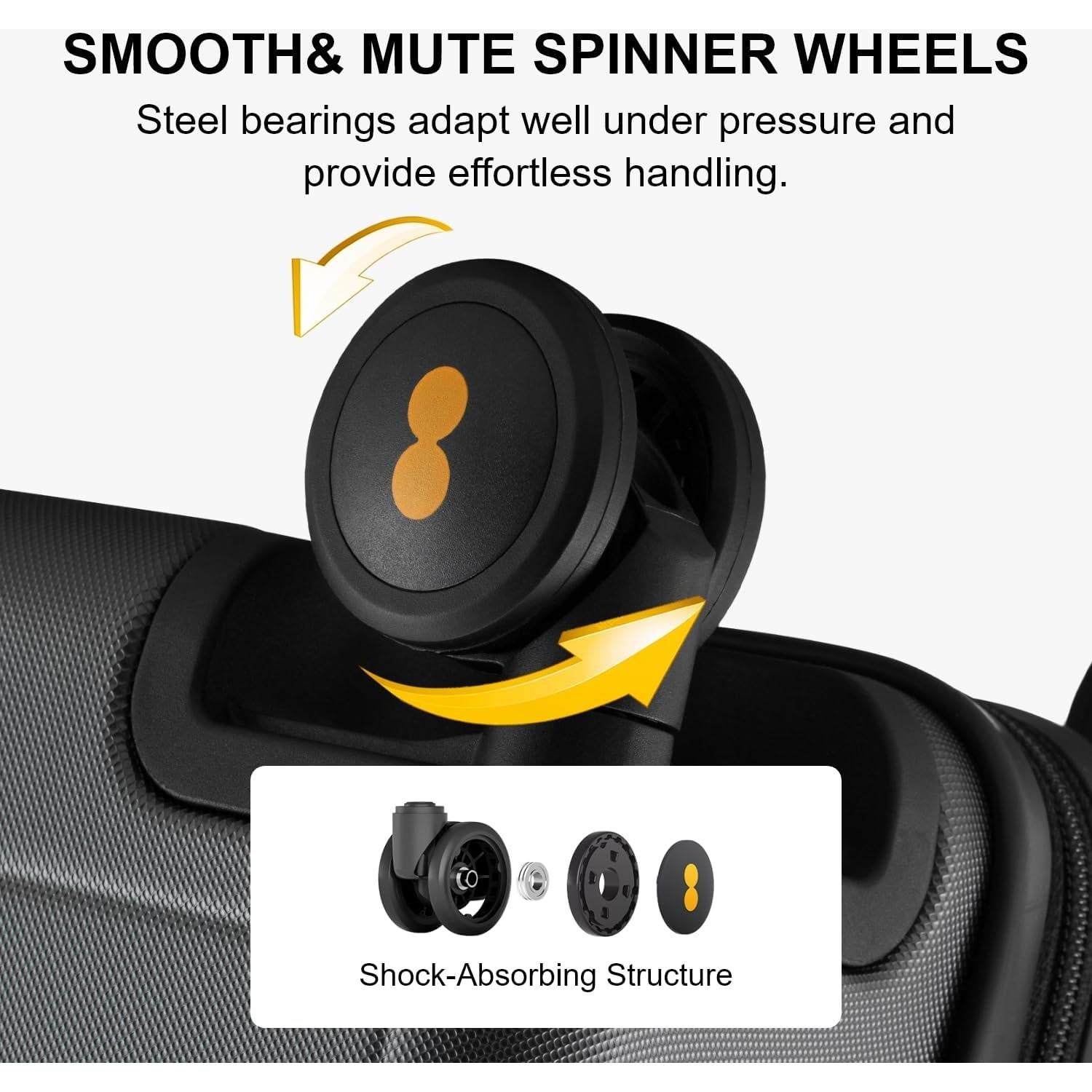 Rolling Carry on Luggage Airline Approved, Carry-on Suitcases with Wheels, Lightweight Luminous Textured Luggage for Men Women, Tsa Lock, 20 Inch, Dark Grey