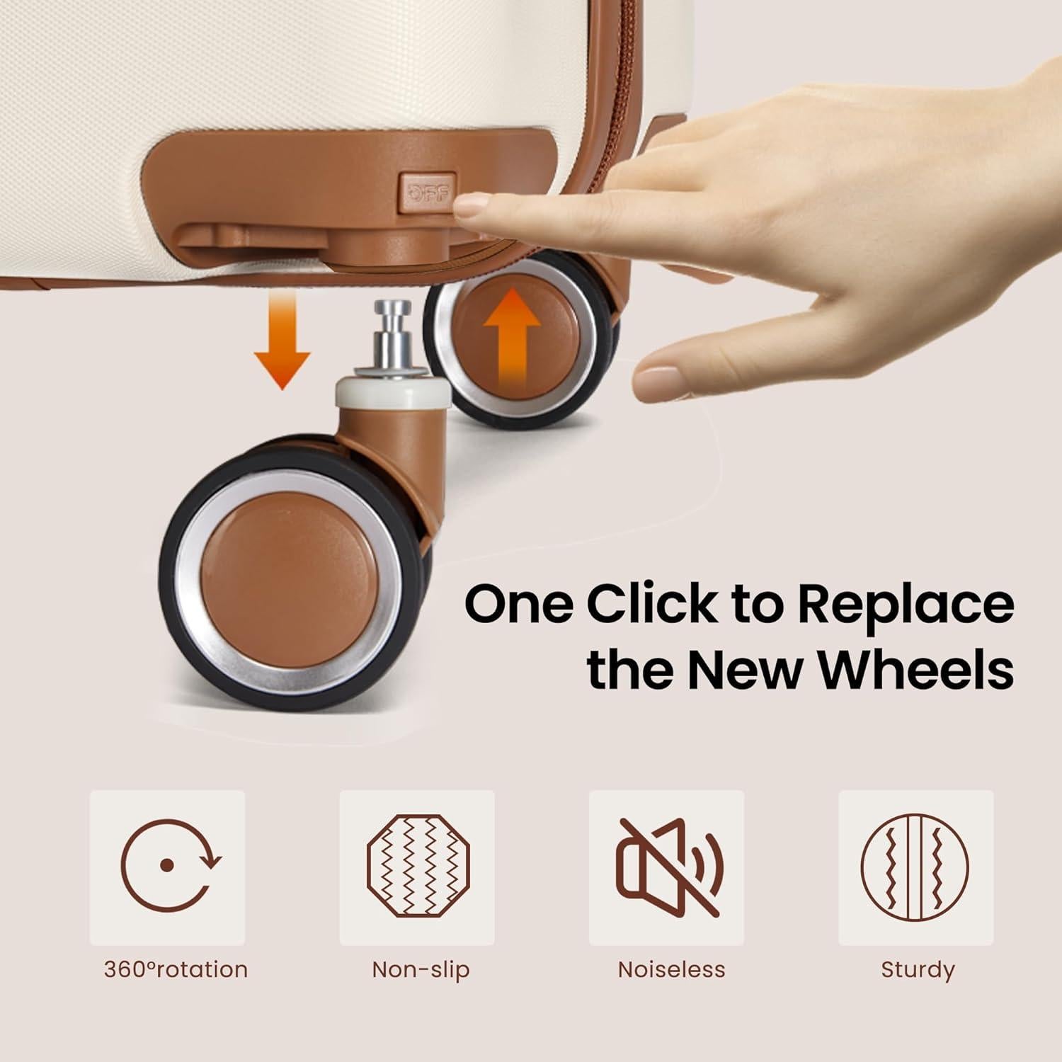 Luggage Sets 3 Piece with Spinner Wheel, Hardside Suitcase Set with TSA Lock, Expandable Travel Luggage for Men and Women, White