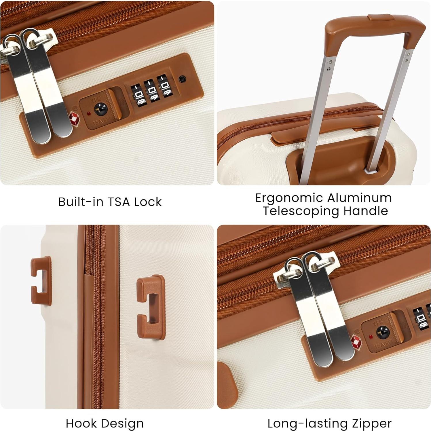 Luggage Sets 3 Piece with Spinner Wheel, Hardside Suitcase Set with TSA Lock, Expandable Travel Luggage for Men and Women, White