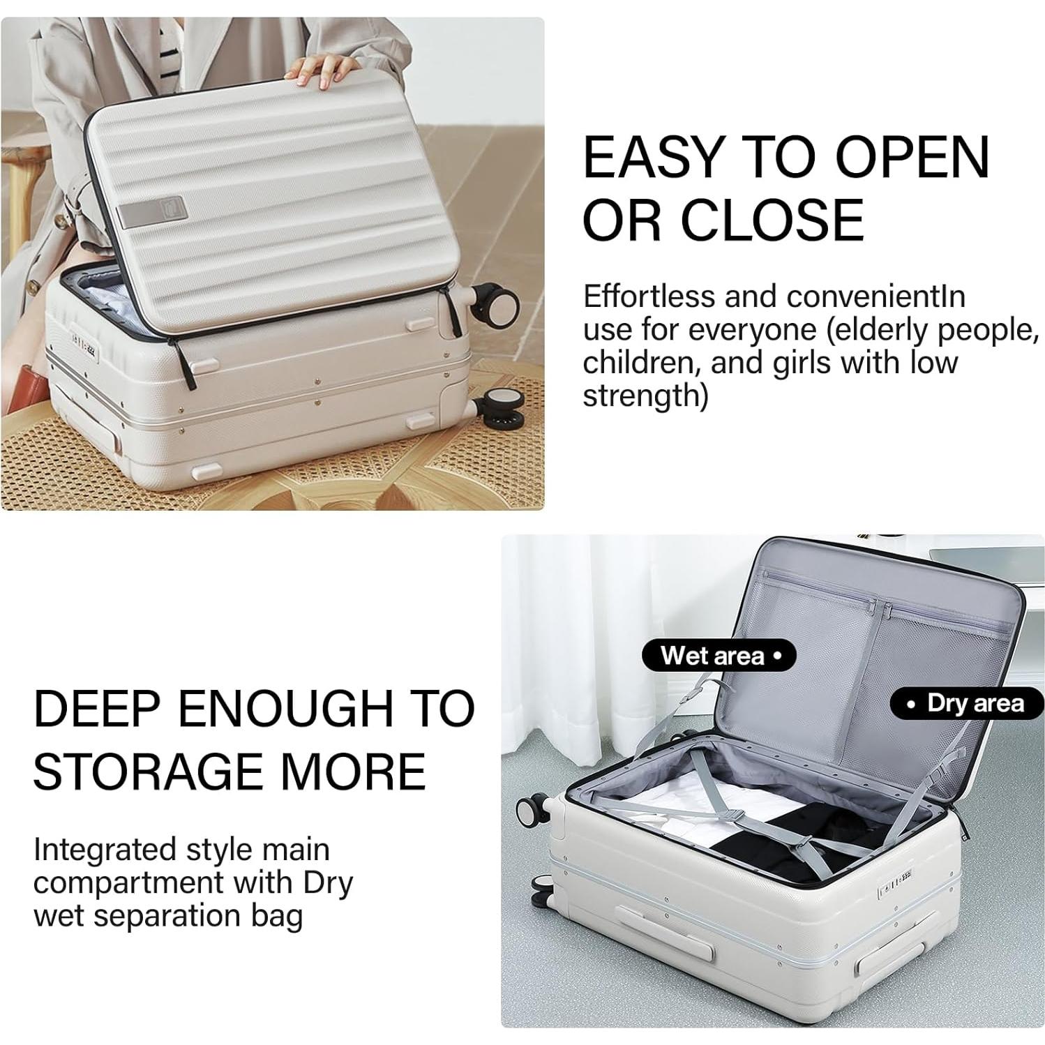 Maleta Hanke 26 Pulgadas Dura con Ruedas - Blanco Marfil