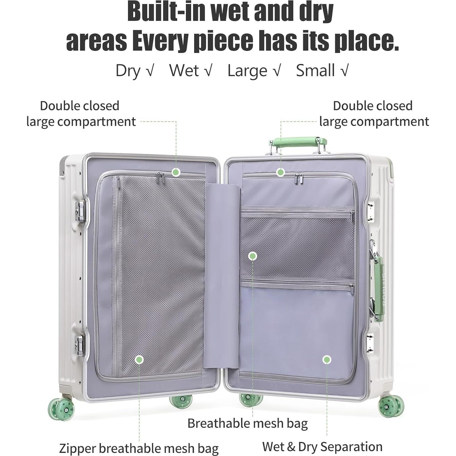 Maleta de Mano ROPLUS 21" Aluminio Blanco con Ruedas Gel