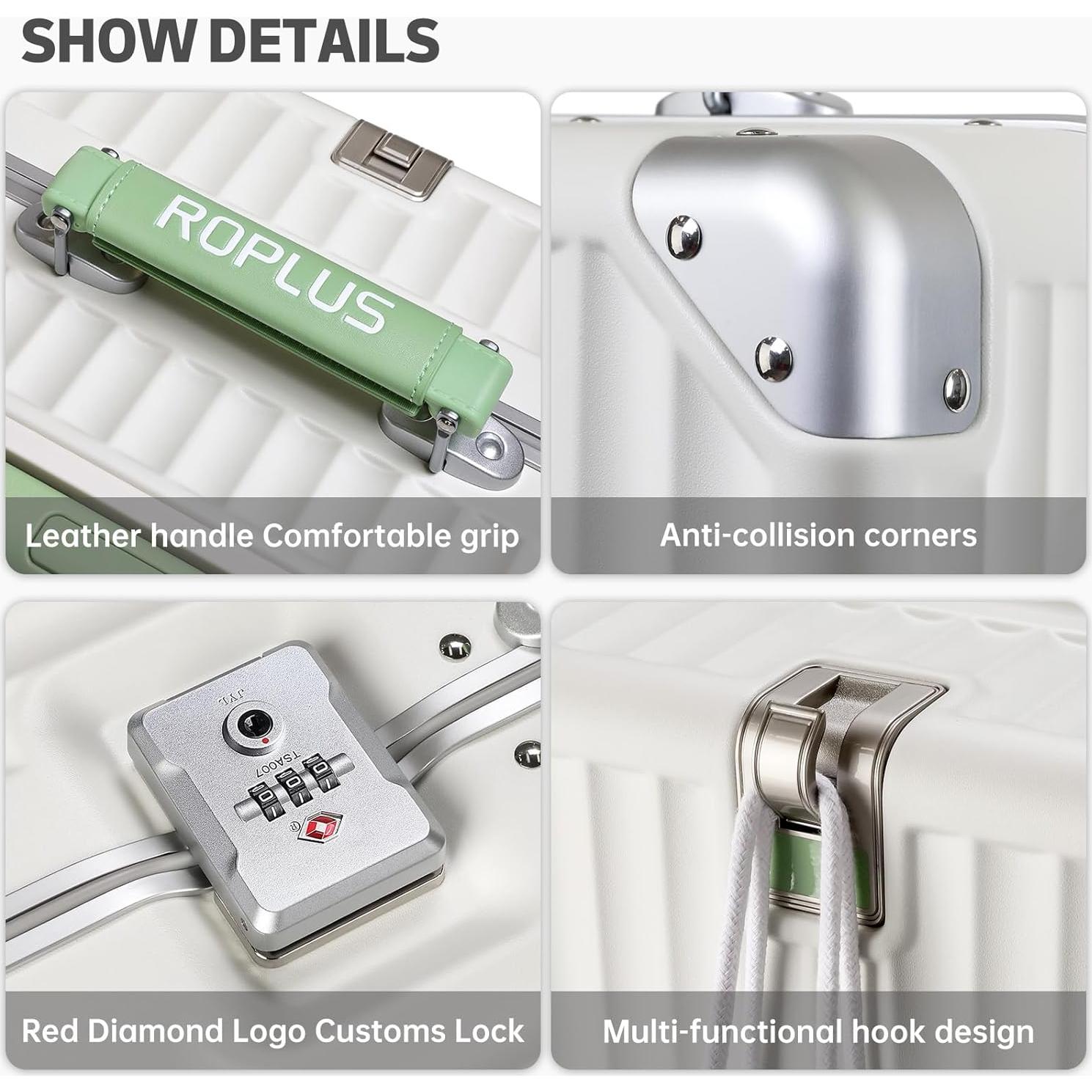 Maleta de Mano ROPLUS 21" Aluminio Blanco con Ruedas Gel