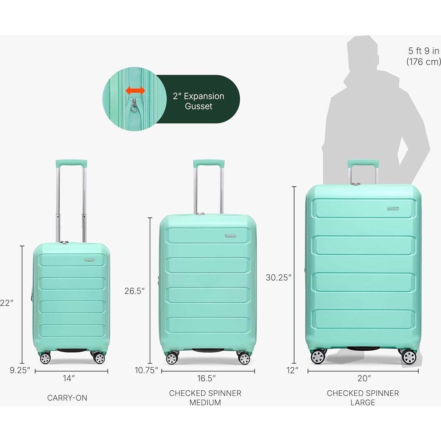 Maleta Expandible de Mano Traveler's Choice 22" Verde Menta