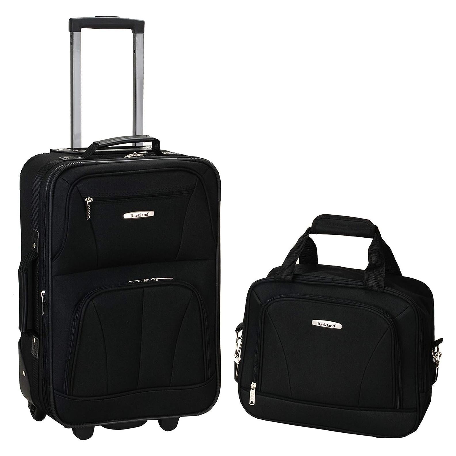 Fashion Softside Upright Luggage Set, Expandable, Black, 2-Piece (14/19)