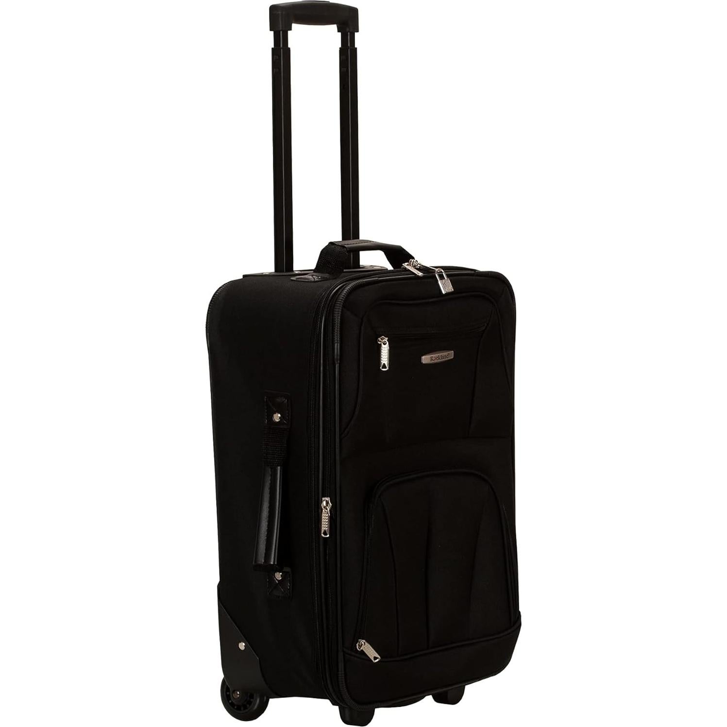 Fashion Softside Upright Luggage Set, Expandable, Black, 2-Piece (14/19)