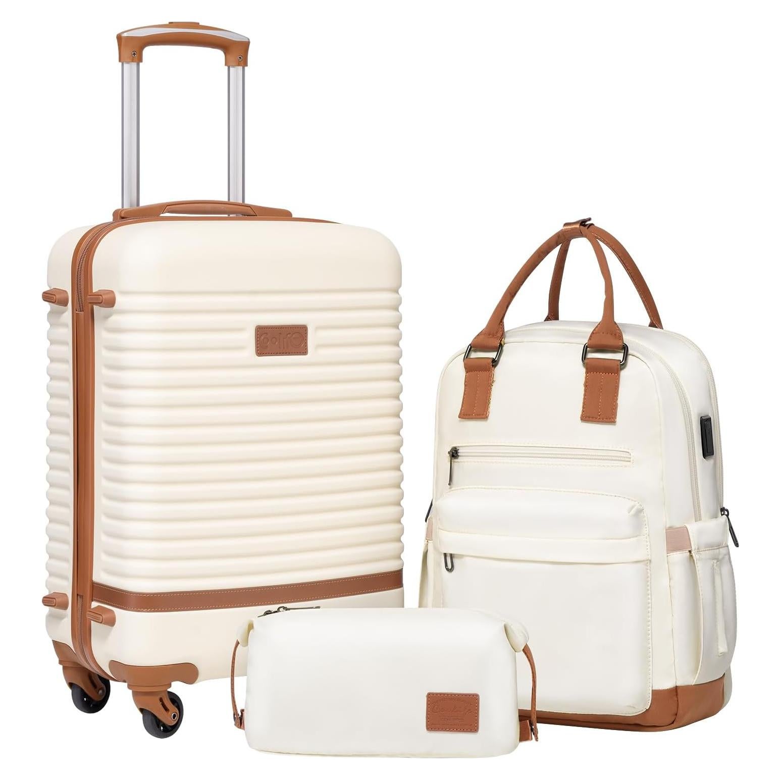 Conjunto de Maletas Coolife 3 Piezas Equipaje Blanco