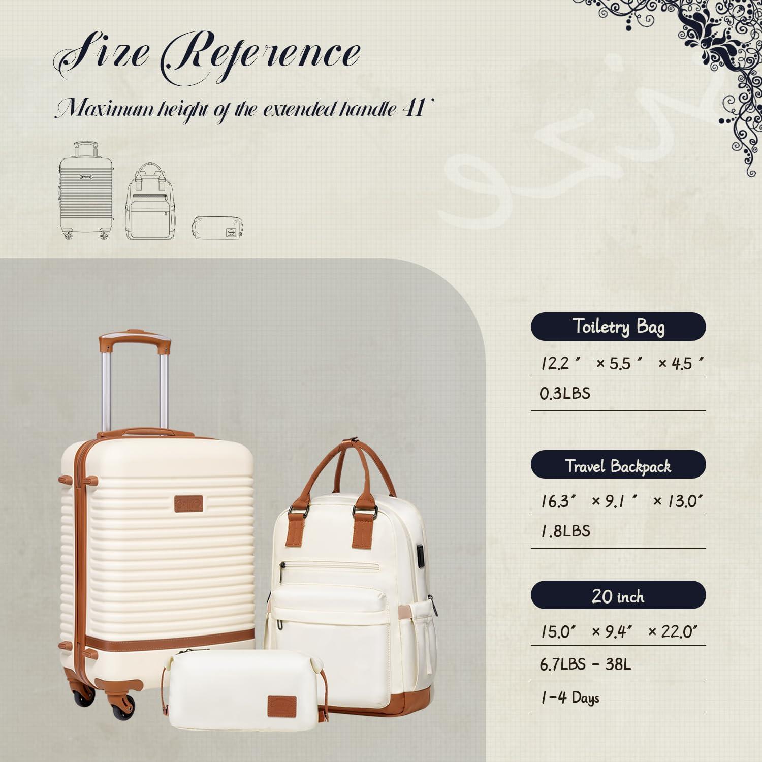 Conjunto de Maletas Coolife 3 Piezas Equipaje Blanco