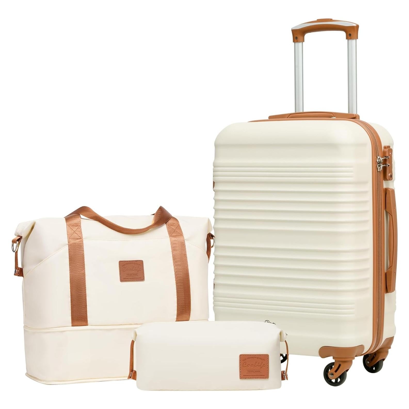 Conjunto de Equipaje Coolife 3 Piezas Maletas Duras Blanco