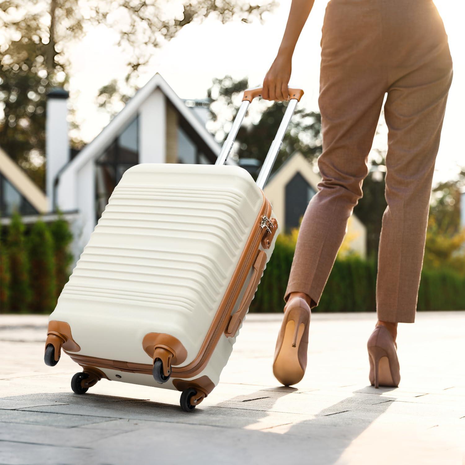 Conjunto de Equipaje Coolife 3 Piezas Maletas Duras Blanco