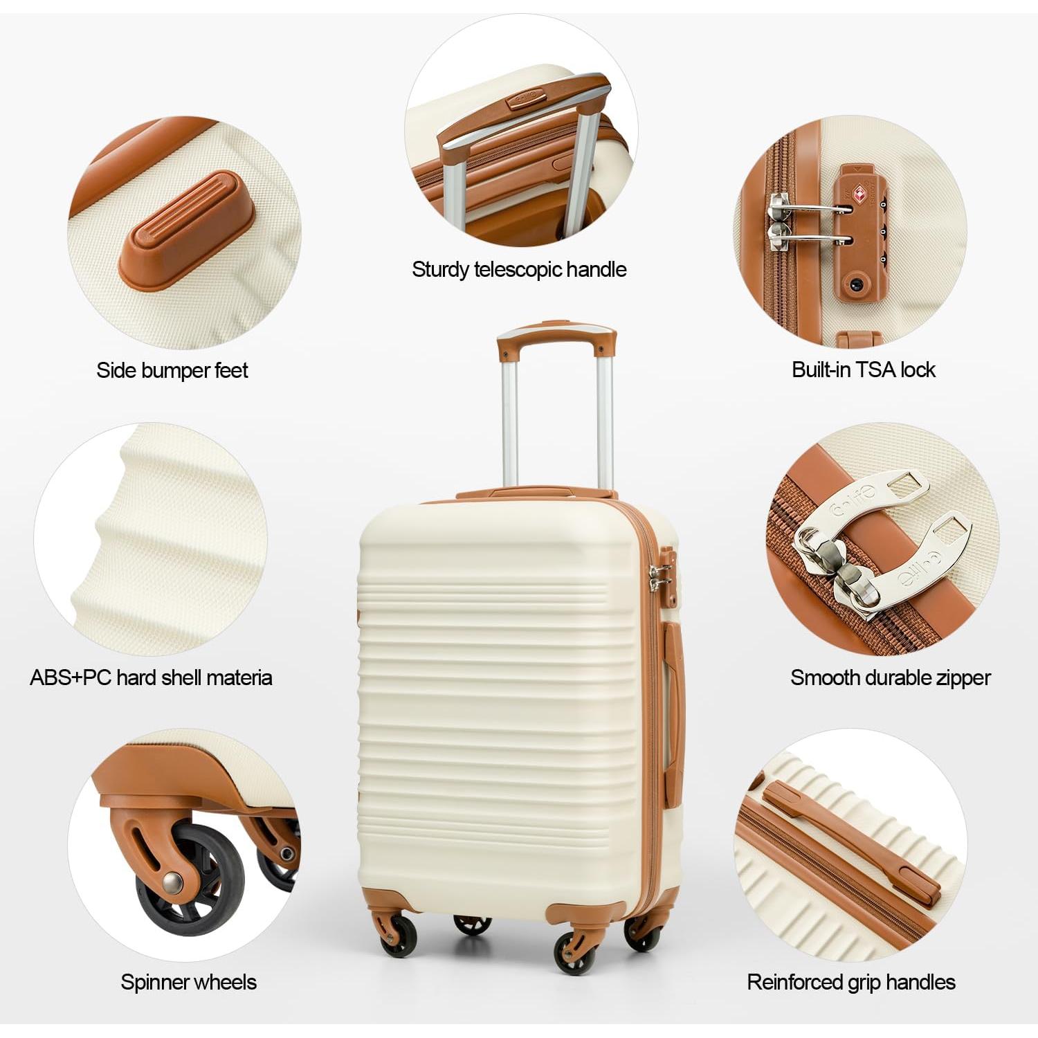 Conjunto de Equipaje Coolife 3 Piezas Maletas Duras Blanco