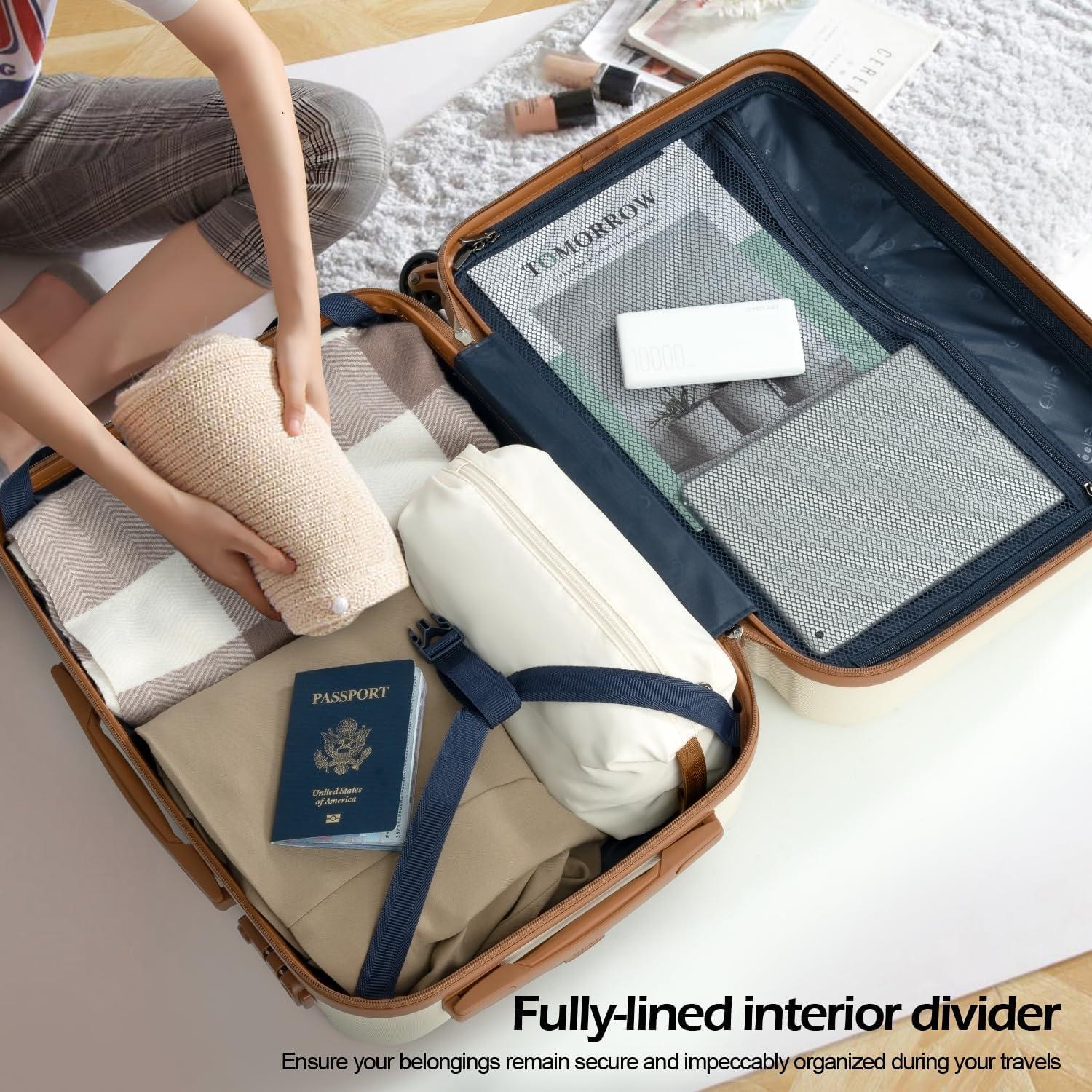 Conjunto de Equipaje Coolife 3 Piezas Maletas Duras Blanco