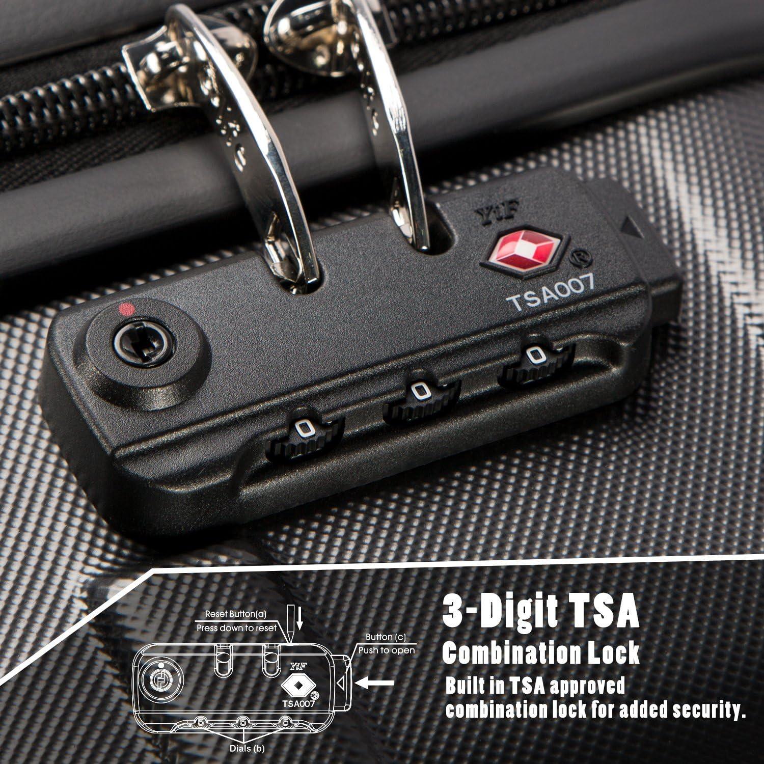 Maleta Coolife Equipaje de Mano Dura 20" Gris con Candado TSA