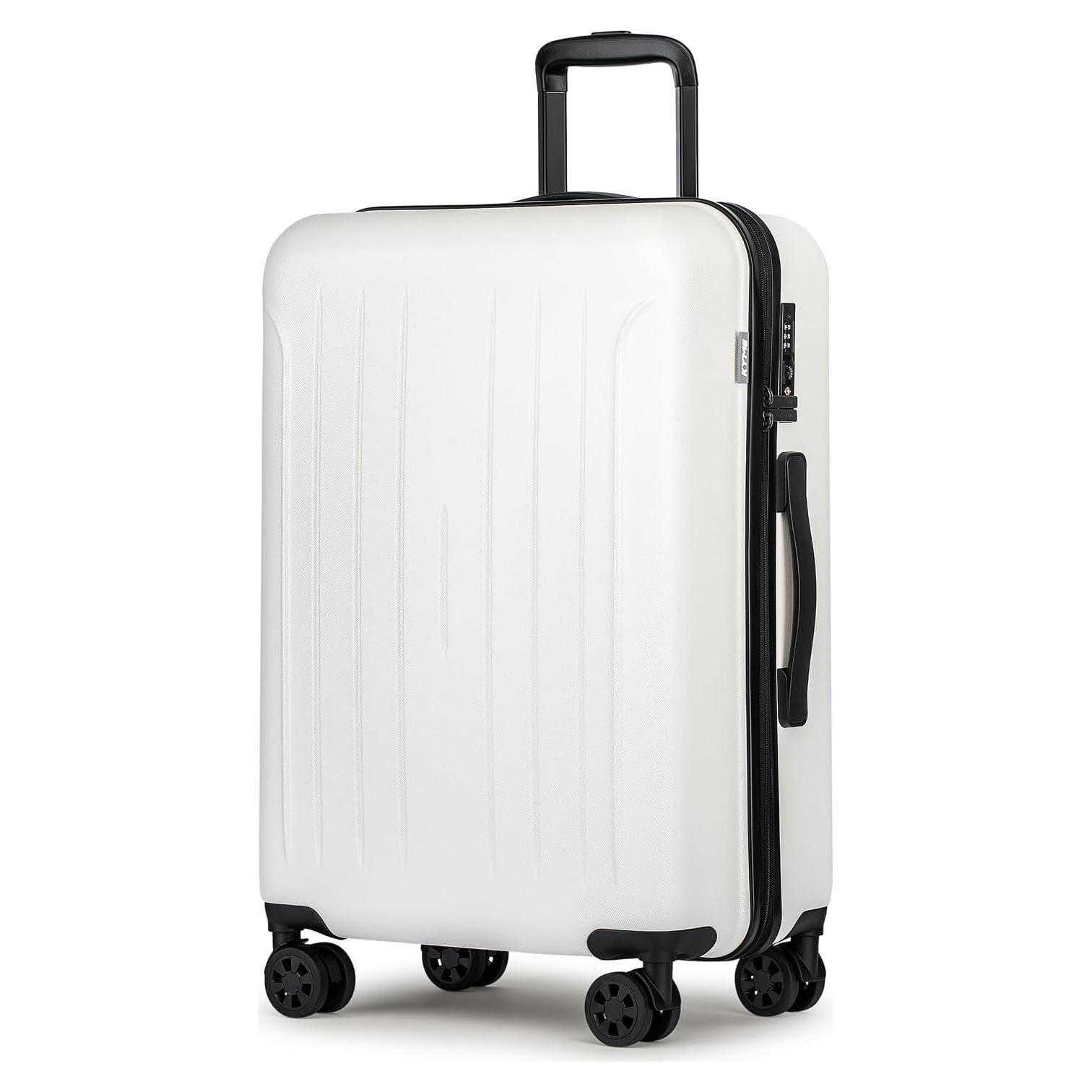 Maleta Mediana KYME 24" Blanca con Ruedas Dobles y Cerradura TSA