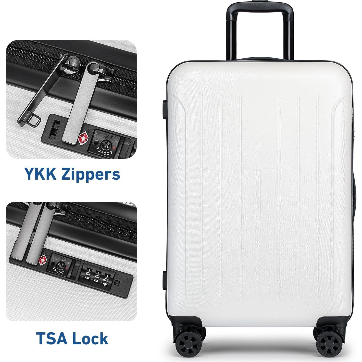 Maleta Mediana KYME 24" Blanca con Ruedas Dobles y Cerradura TSA