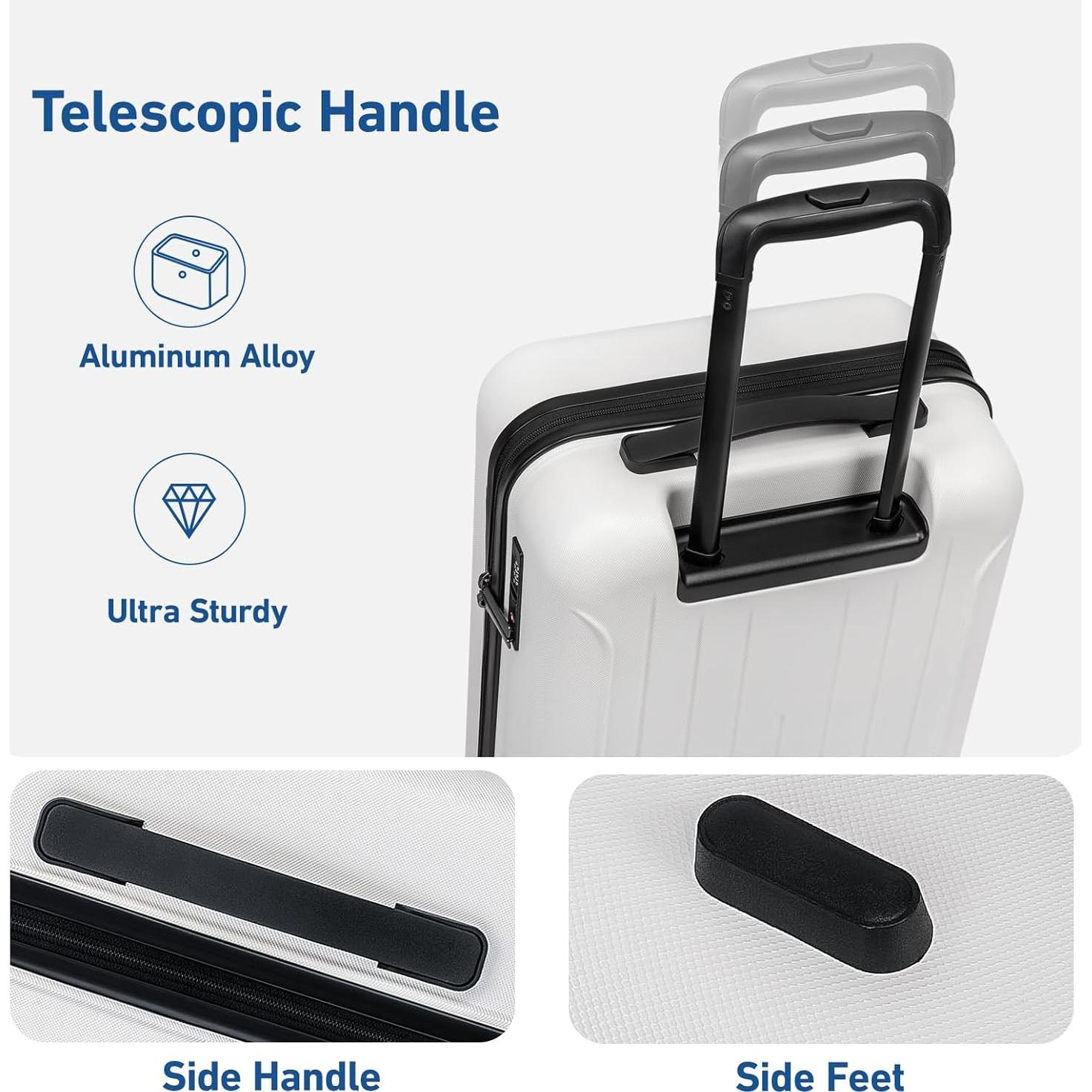 Maleta Mediana KYME 24" Blanca con Ruedas Dobles y Cerradura TSA